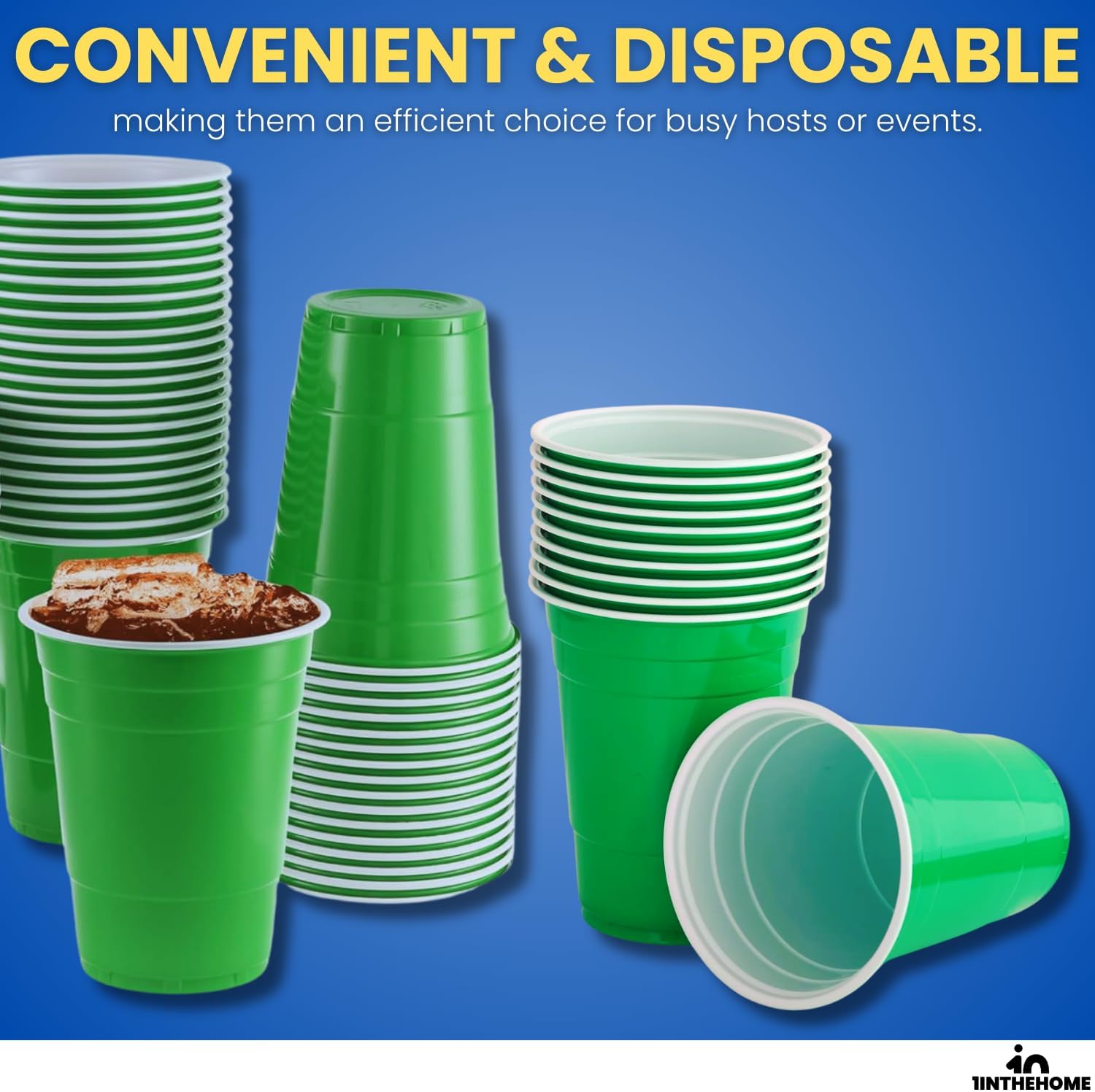 Green Plastic Cups 16 oz Disposable Party Cups for Beer, Wine, Cocktails, Soda, and Events (50 Pack) - Image 3