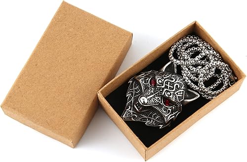 Miniatura 6 de STWTR Collar de cabeza de lobo vikingo, collar con colgante de amuleto escandinavo nórdico Fenrir nórdico