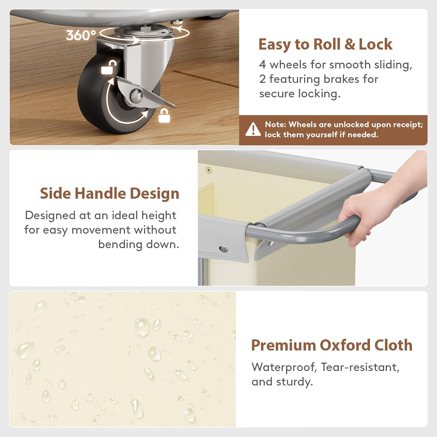 Lifewit 150L Large Laundry Basket with Wheels, Tall 2 Section Laundry Hamper Organizer, Rolling Laundry Cart with Steel Frame & Removable Bag for Luandry Room Bathroom Bedroom, White