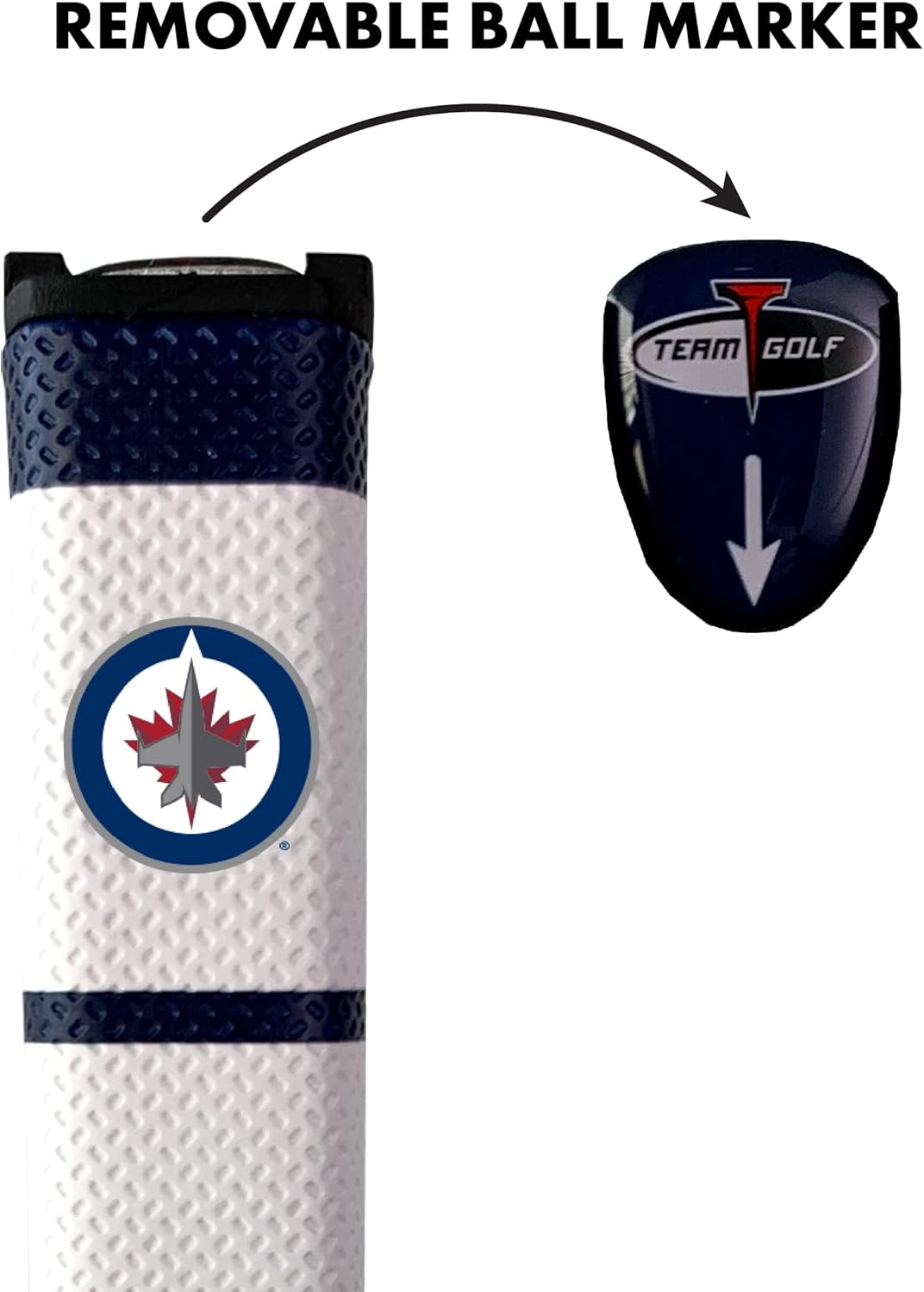 Team Golf NHL Winnipeg Jets Golf Putter Grip Team Golf NHL Golf Putter Grip (Multi Colored) with Removable Ball Marker, Durable Wide Grip & Easy to Control