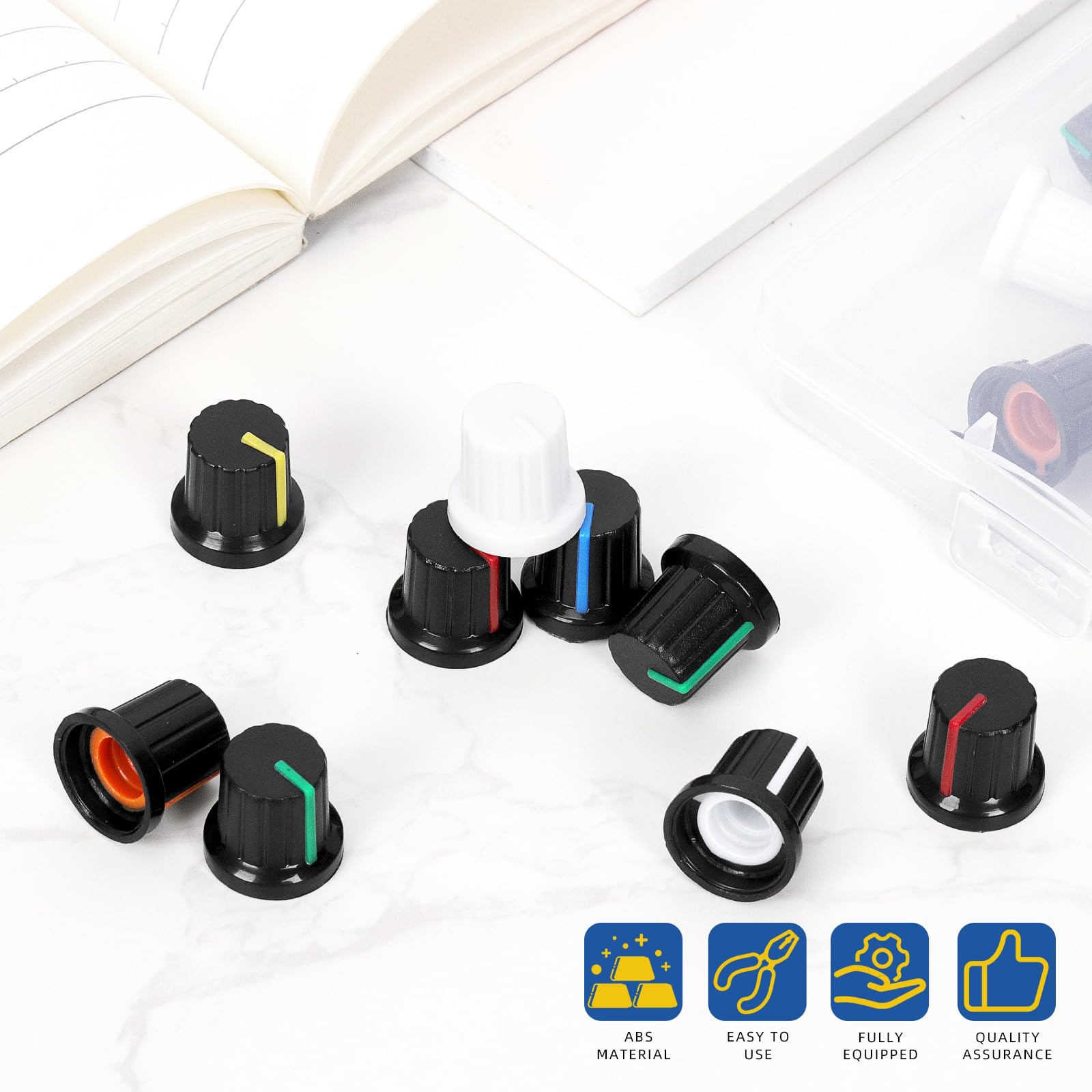 GLARKS 70pcs 5.8mm 7 Colors Potentiometer Control Knobs Kit, Rotary Knob, Volume Control Knob Encoder - Image 3