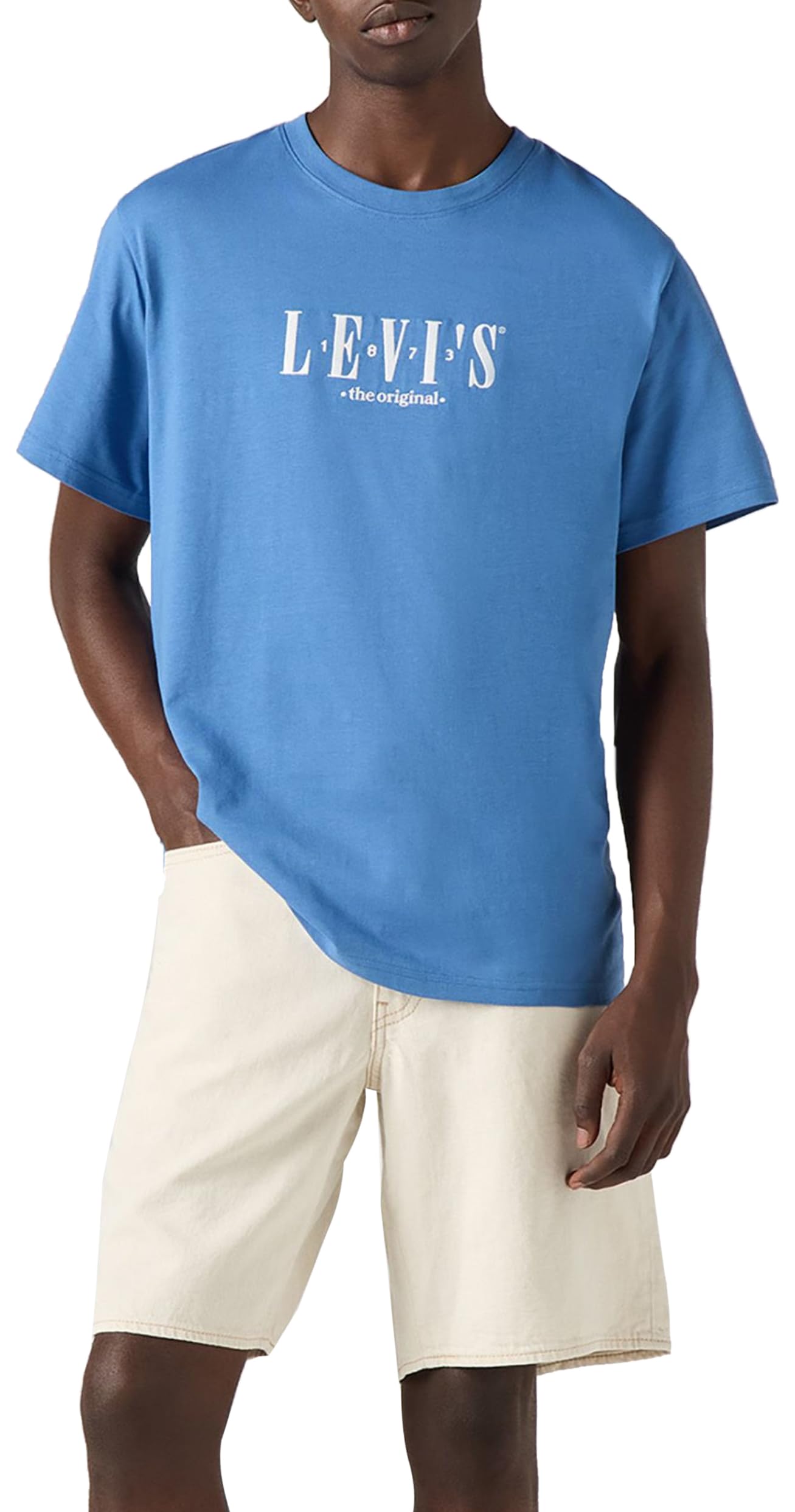 Levi's Men's SS Relaxed Fit Tee T-Shirt, Serif Logo Dutch Blu, XS