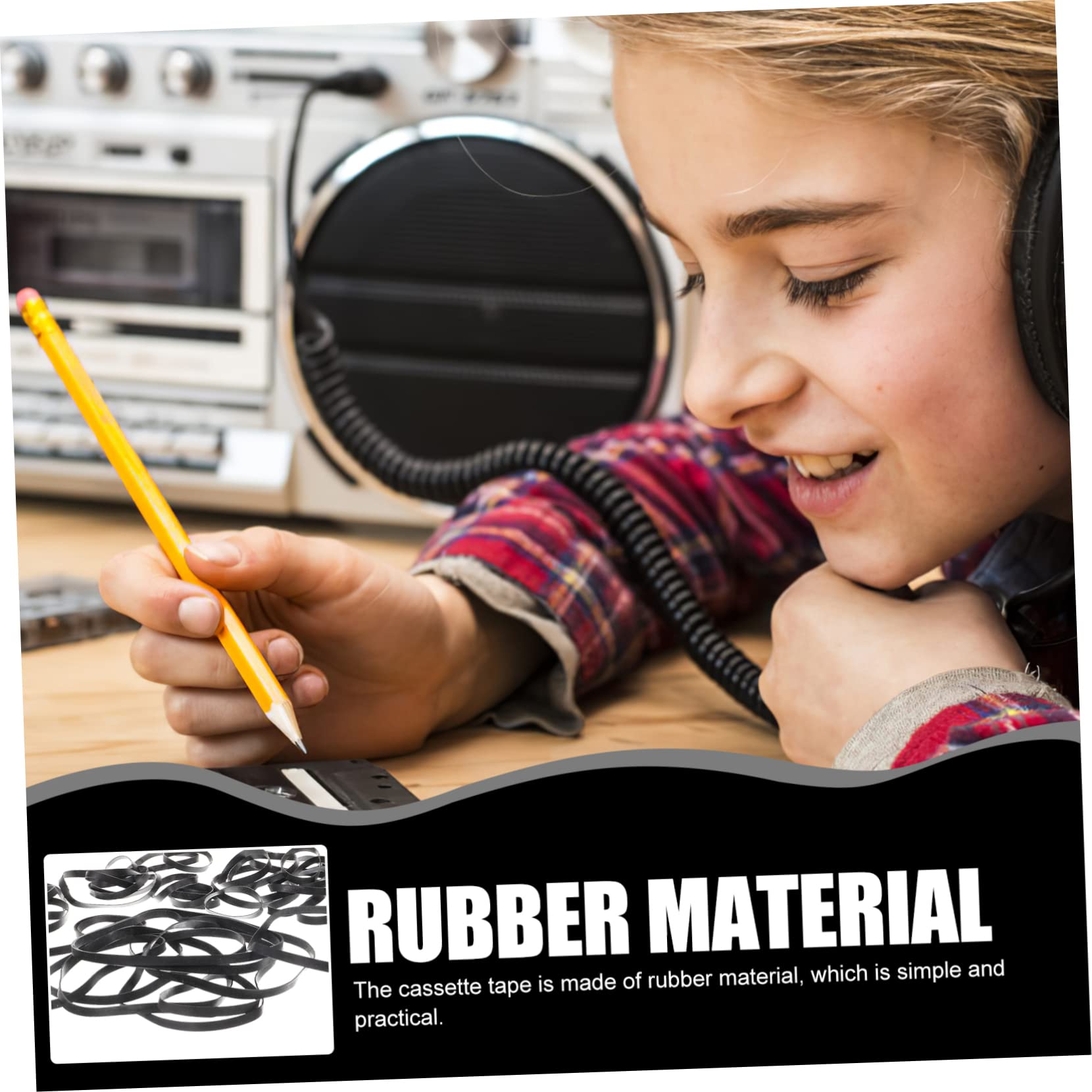 Happyyami Cinghie in Gomma Nere e Riduzione Rumore Kit 50 Pezzi Ripristino Velocità Giradischi per Registratore di Cassette per Lettore Cassette Audio