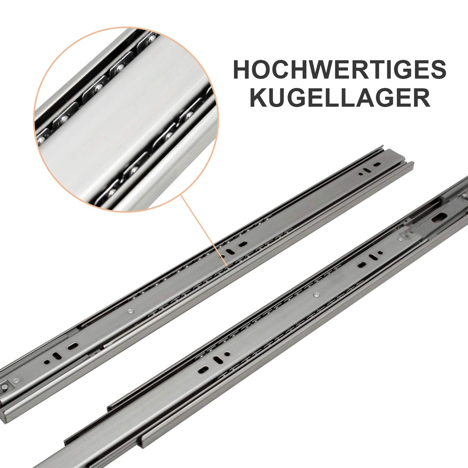 Jopassy Ladegeleiders, 45 cm, 45 kg draagkracht, volledig uittrekbaar met kogelgeleiders, 4 paar (8 stuks), uitschuifbare ladegeleiders, sterk verzinkt staal, uittrekbaar, lengte 900 mm