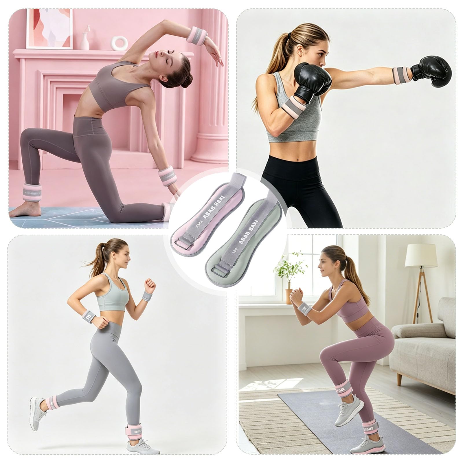 Gewichtsmanschetten, Handgelenkgewichtsmanschetten, 2er Set Verstellbare WeightsHandgelenk Gewichte, Gewichte für Beine und Arme, für Pilates, Yoga, Joggen