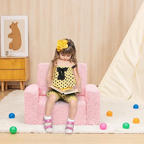Miniatura 26 de SLIGUY Sofá para niños, sofá plegable para niños, sofá convertible para niños pequeños, sofá extraíble que brilla en la oscuridad para niños y niñas