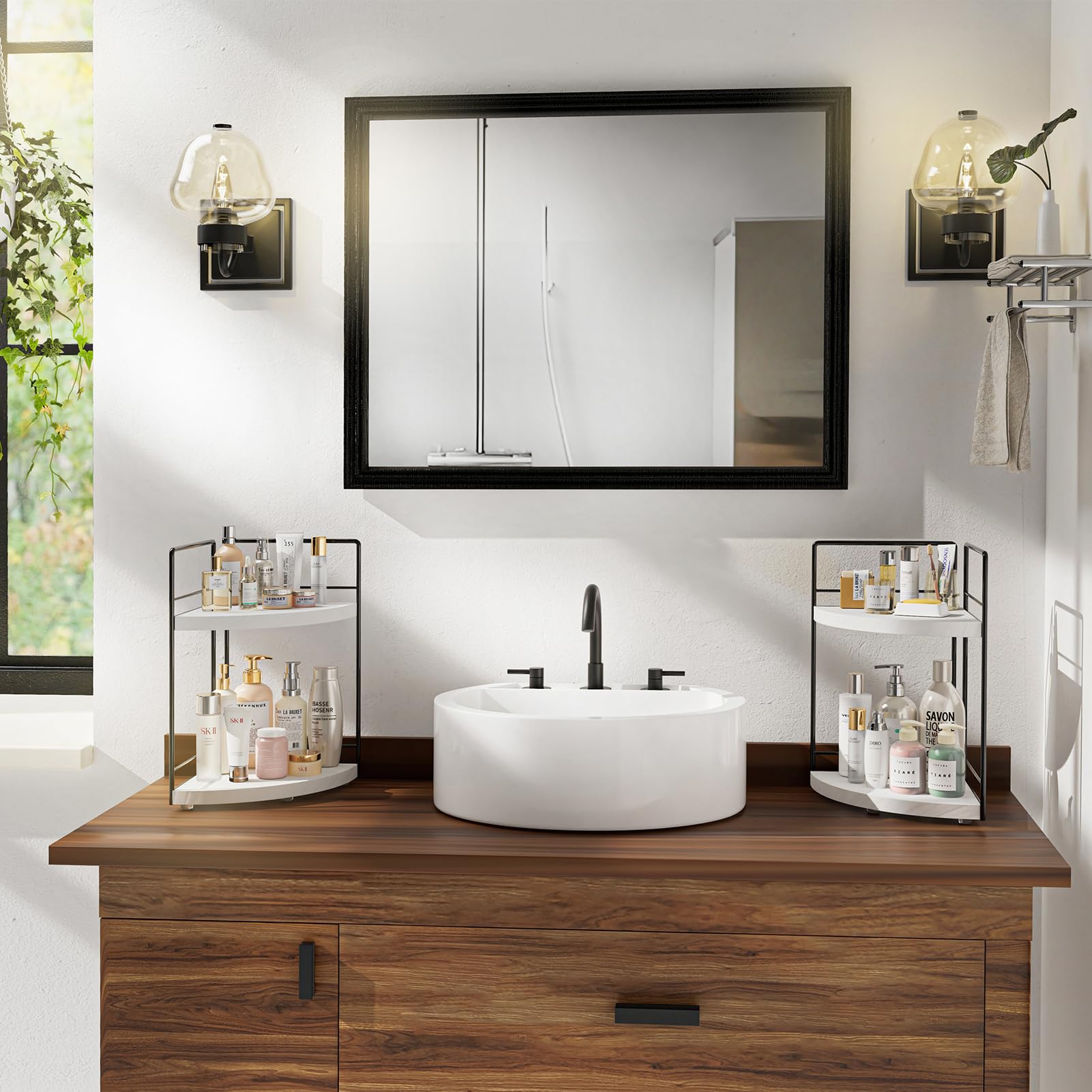 Organizzatore Da Bagno A 2 Livelli | Scaffale Per Cosmetici E Trucchi | Metallo, Design Nordico | Per Vanità - Foto 12