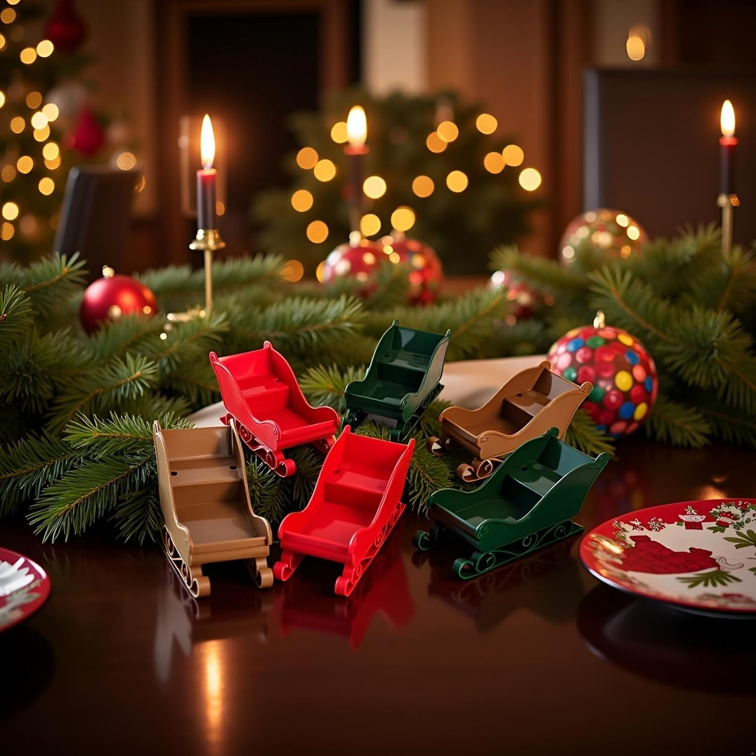 Conjunto de 3 peças de estatuetas de enfeite de trenó de Natal - Recipiente e rack de armazenamento de doces com tema de inverno | Decoração de casa para Halloween, Natal, festas e eventos de ano novo Conjunto de 3 peças de estatuetas de enfeite de trenó de Natal - Recipiente e rack de armazenamento de doces com tema de inverno | Decoração de casa para Halloween, Natal, festas e eventos de ano novo