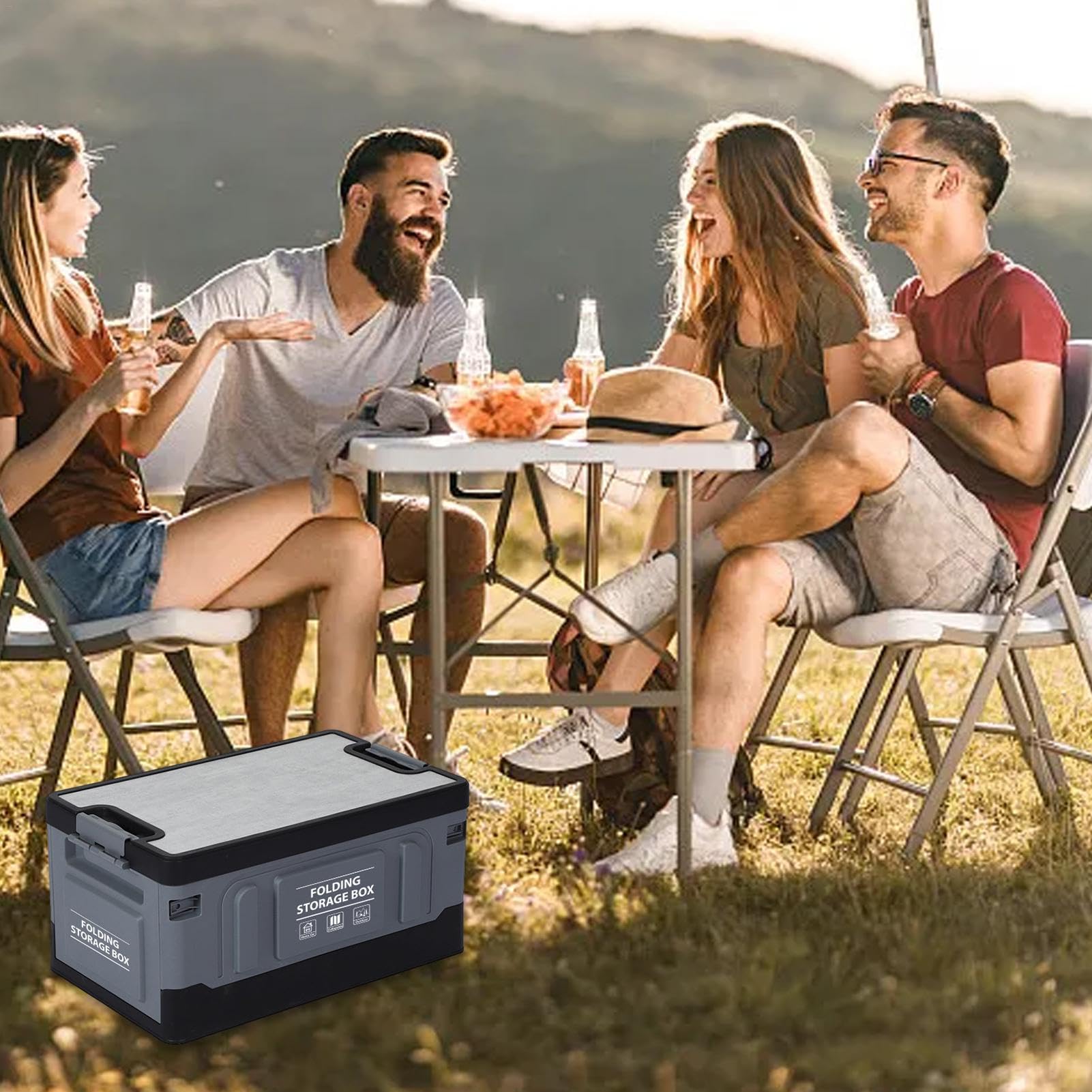 Caja de almacenamiento plegable para maletero, organizador de maletero, 60 L, impermeable, maletín plegable | Maletín de almacenamiento para viajes por carretera para herramientas de camping, ropa, | 60 L, impermeable, maletín plegable | Maletín de almace