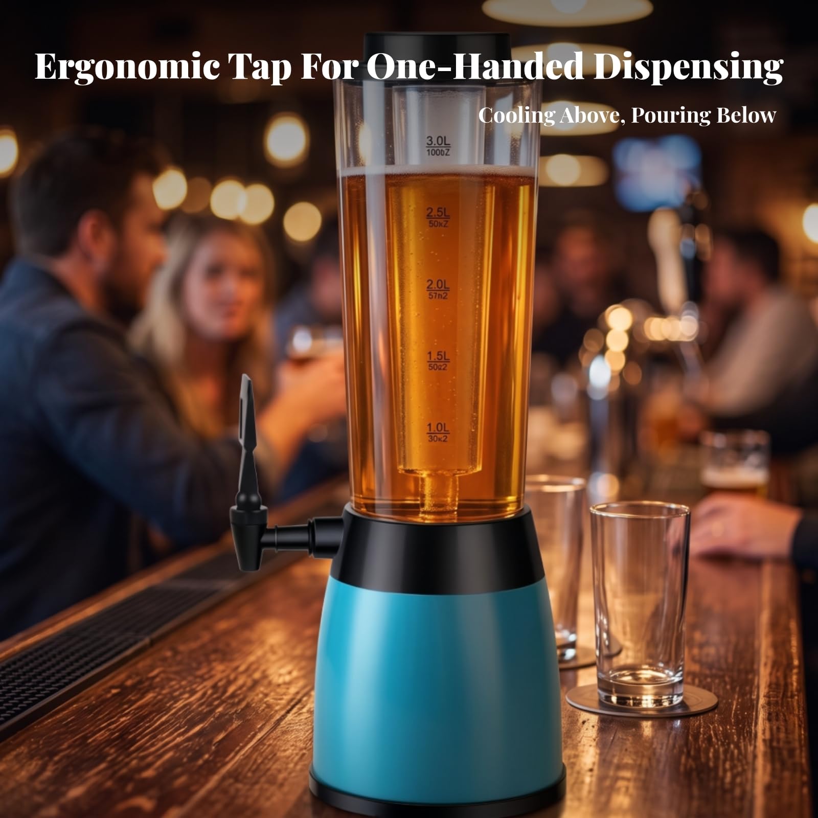Transparent Fruchtsaftspender mit | Auslaufsicher, Bierspender mit Zapfhahn, tropffrei, Wasserspender, für Hausbar, Buffet, Gastgeber,