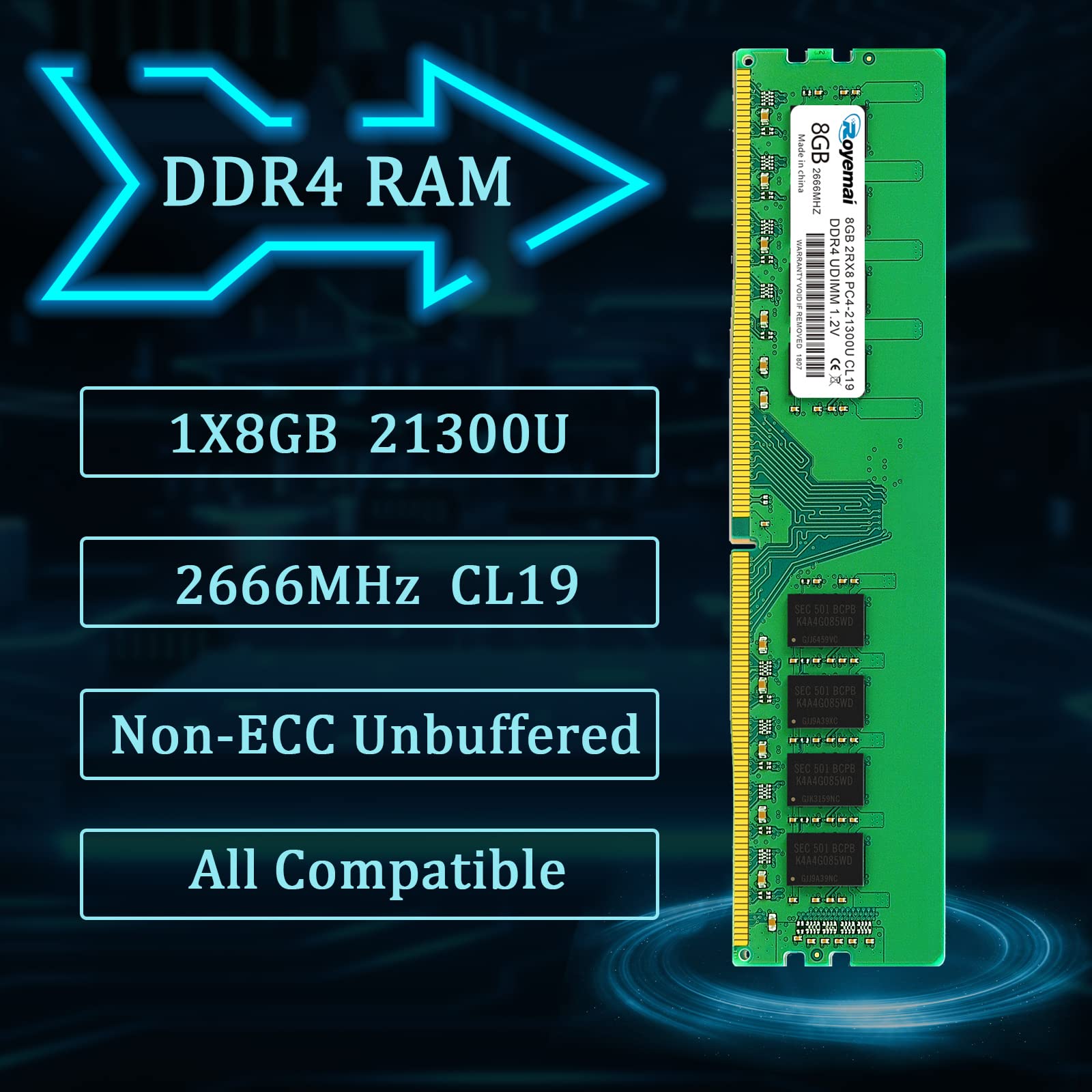 Amazon.co.jp: PC4-21300 DDR4 2666 8GB (1x8GB) RAM PC4 21300U 2,666