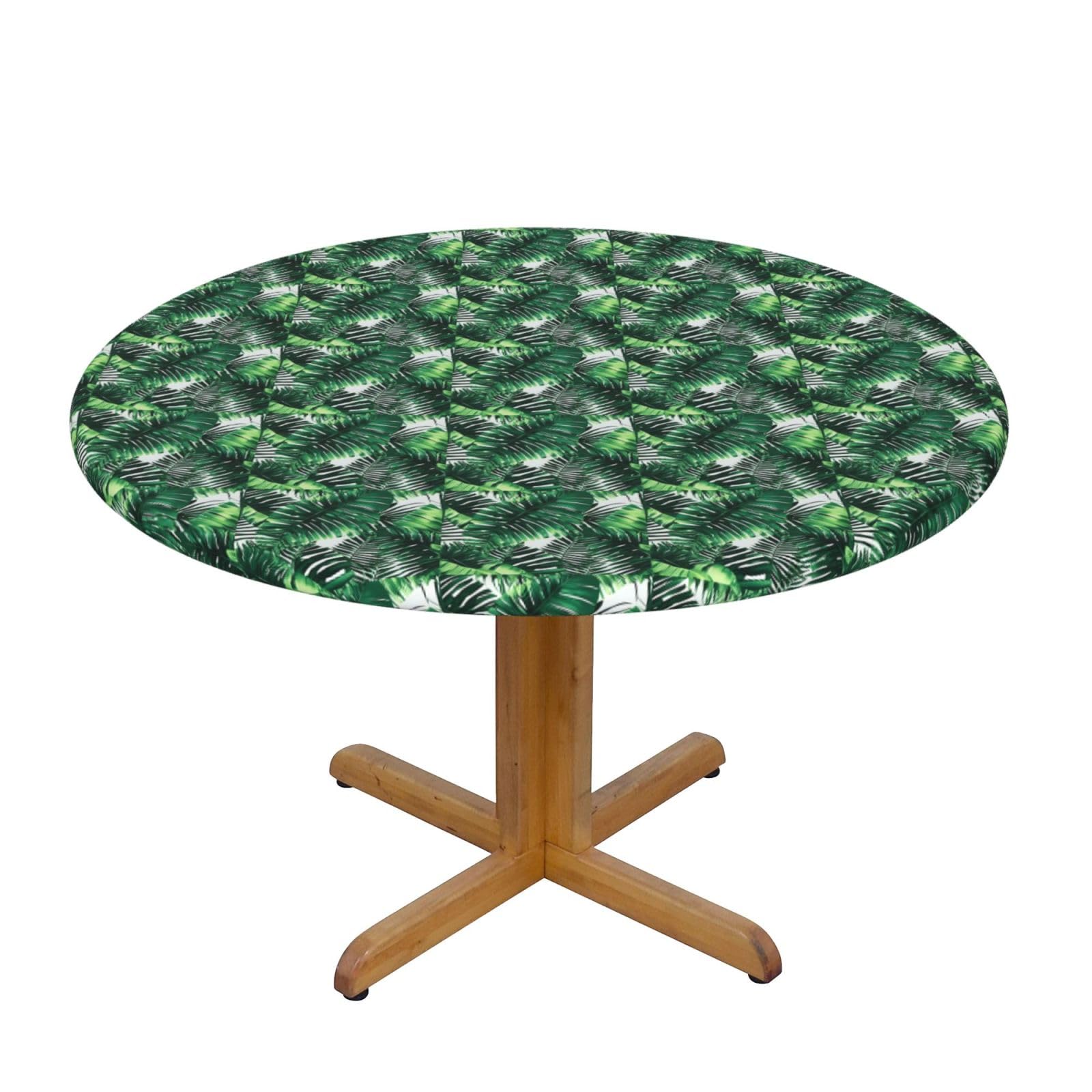 AYYQWE Tropical Palm Banana Leaves Print Round Tablecloth Dining Room Kitchen Table Cover Wedding Party Outdoor Indoor