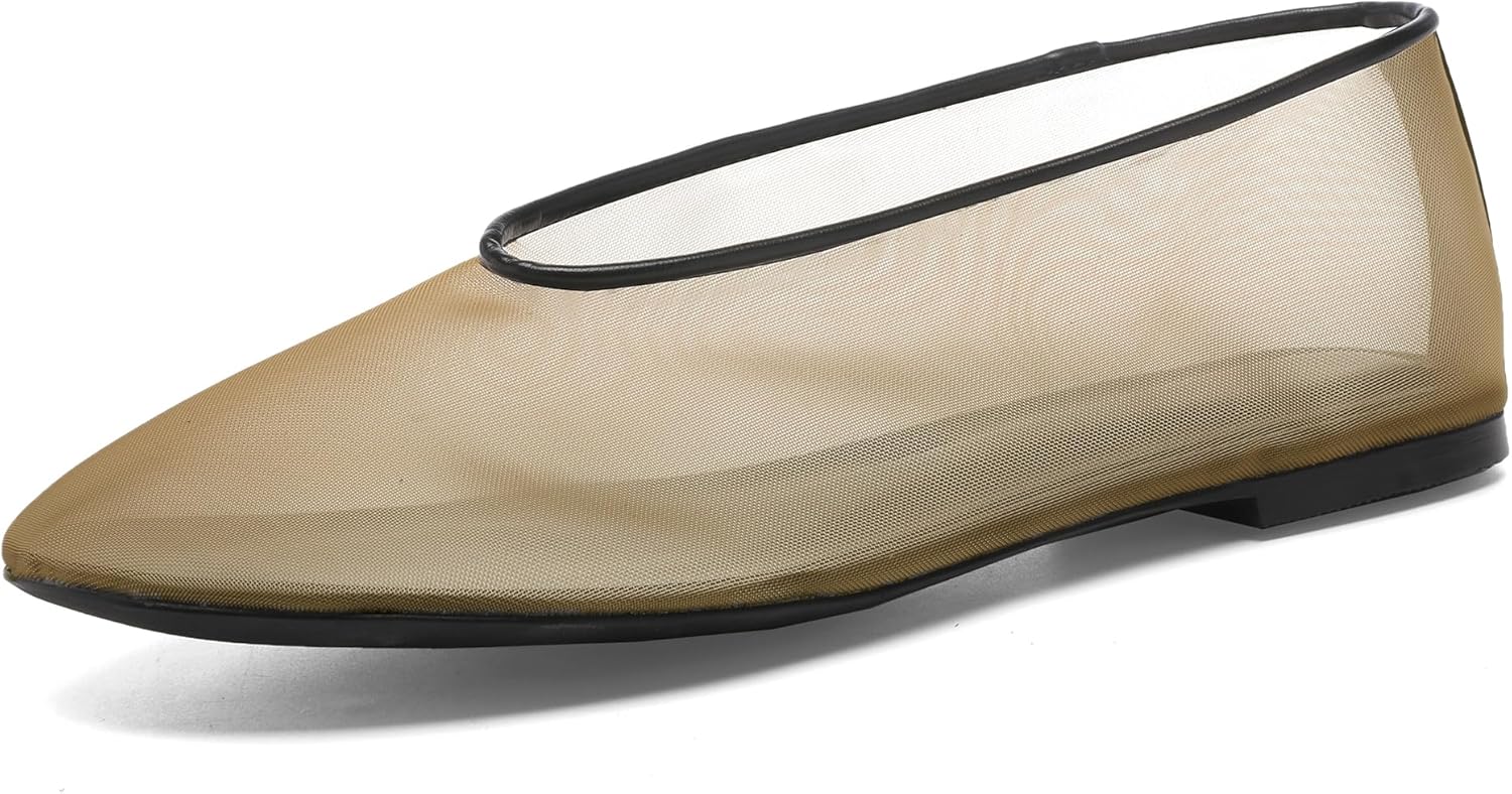 Women's Crystals Fine Mesh Ballet Flats,Embroidered Round Toe Ballerina Shoes,Casual Slip On Crystal Mary Jane Flats,Comfortable Daily Dress Shoes