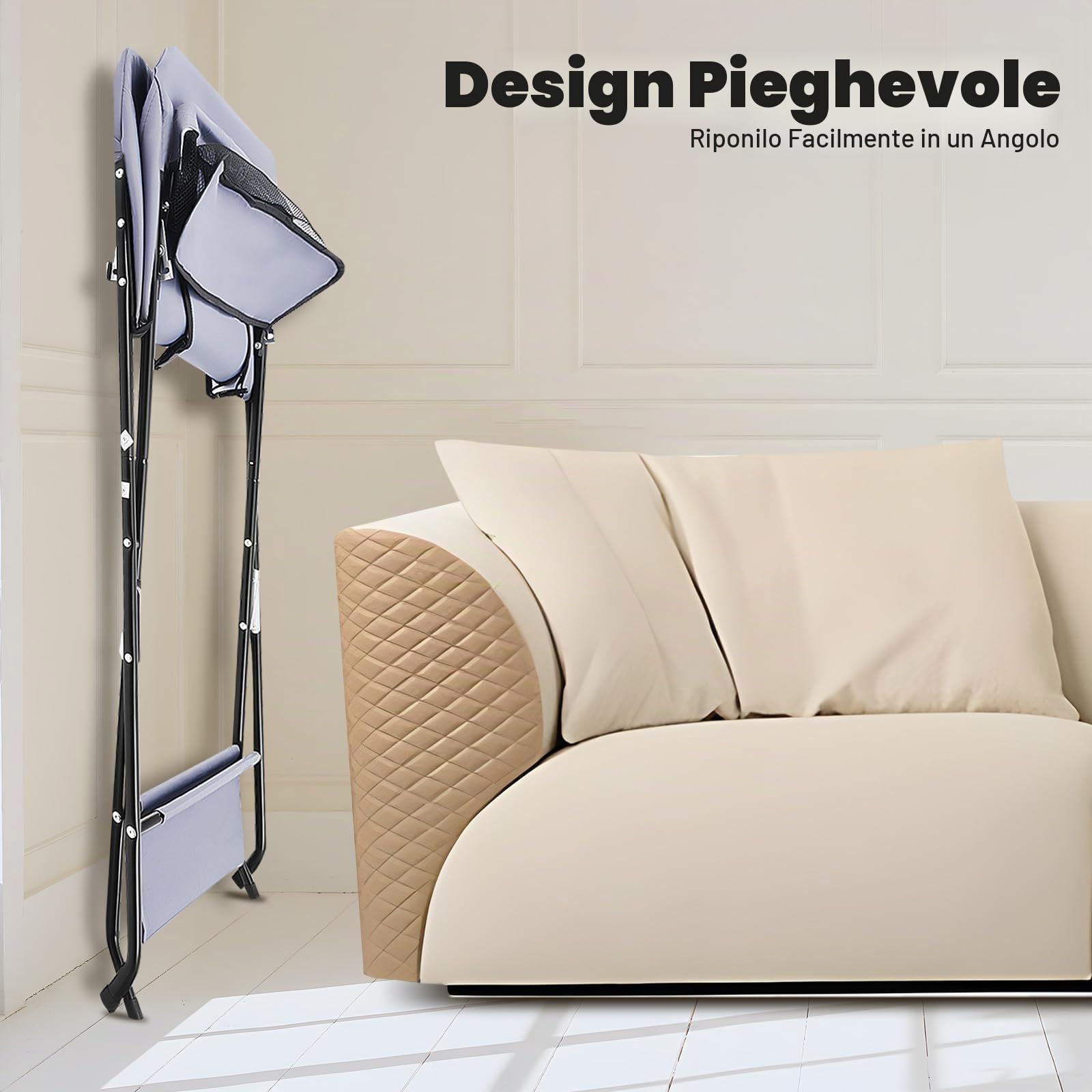 Fasciatoio portatile per bambini, pieghevole, fasciatoio pieghevole, con fasciatoio sottile, cintura di sicurezza e scomparti (grigio scuro)