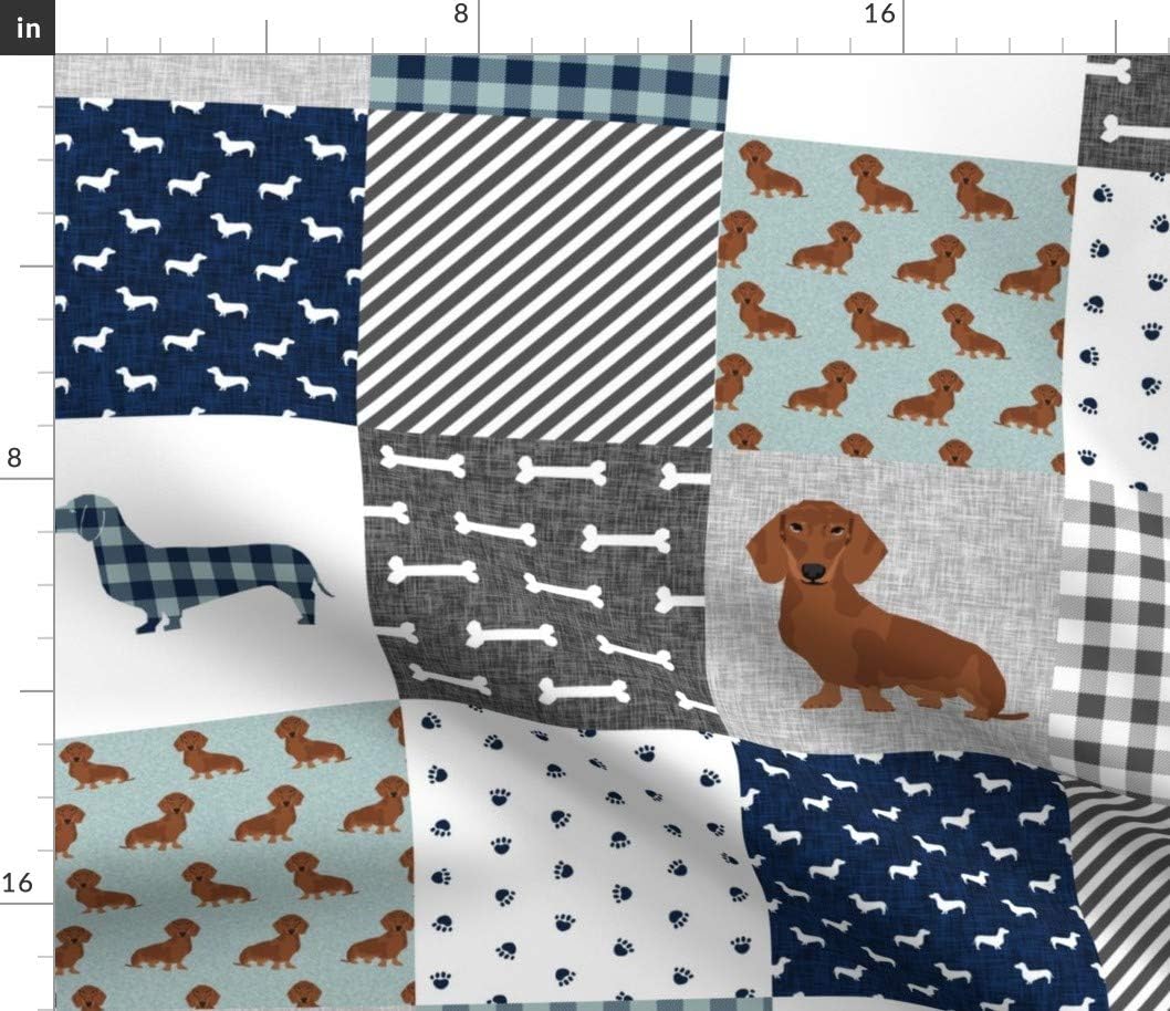 Spoonflower Fabric - Dachshund Pet Quilt Dog Breed Silhouette Cheater Wholecloth Weener Printed on Petal Signature Cotton Fabric by The Yard - Sewing Quilting Apparel Crafts Decor