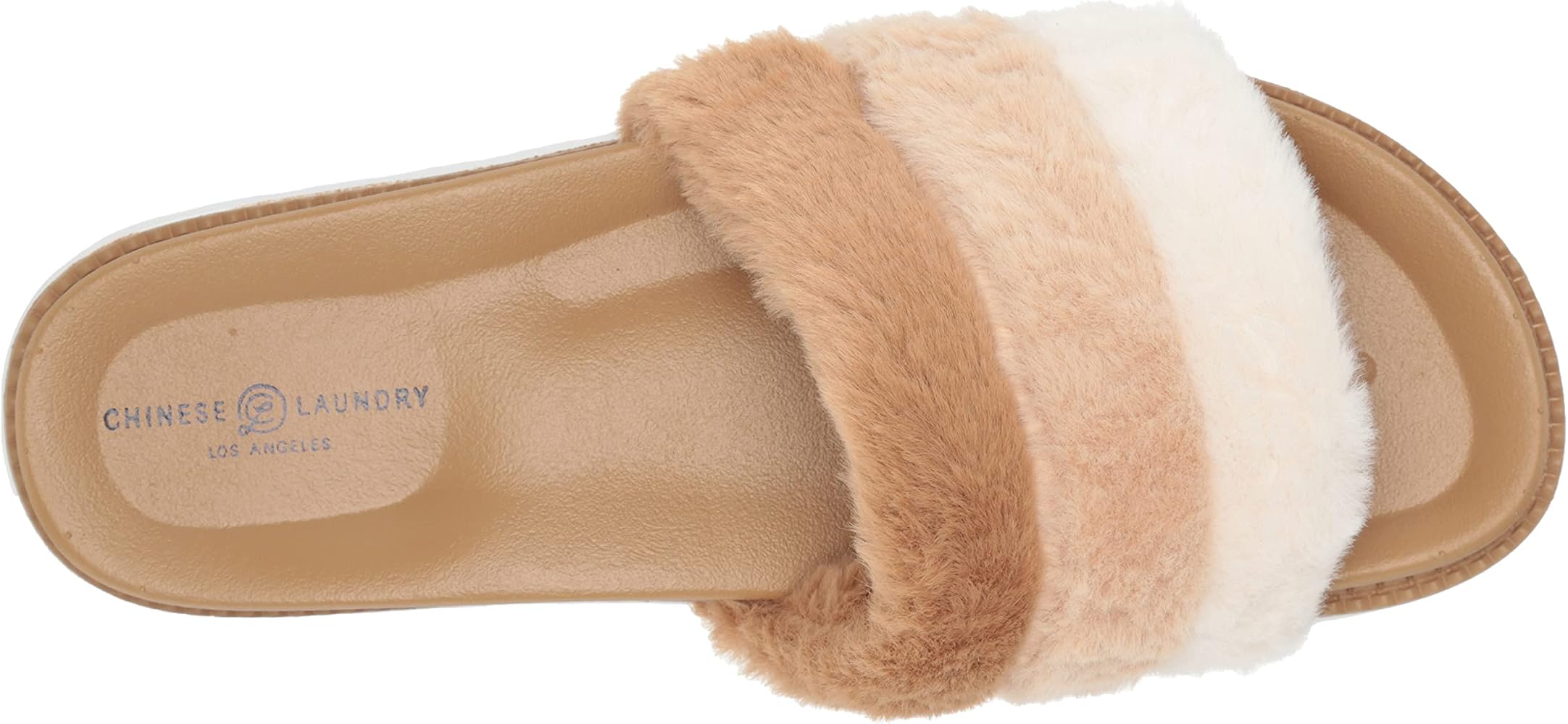 Amazon.com | Chinese Laundry Women's Treat Softy Fur Slide Sandal, Beige, 7  | Slides