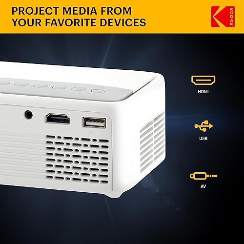 Miniatura 5 de KODAK FLIK X1 Mini Pico Proyector Proyector portátil compacto de 100 pulgadas con control remoto y altavoces de 2 W reproduce películas, programas