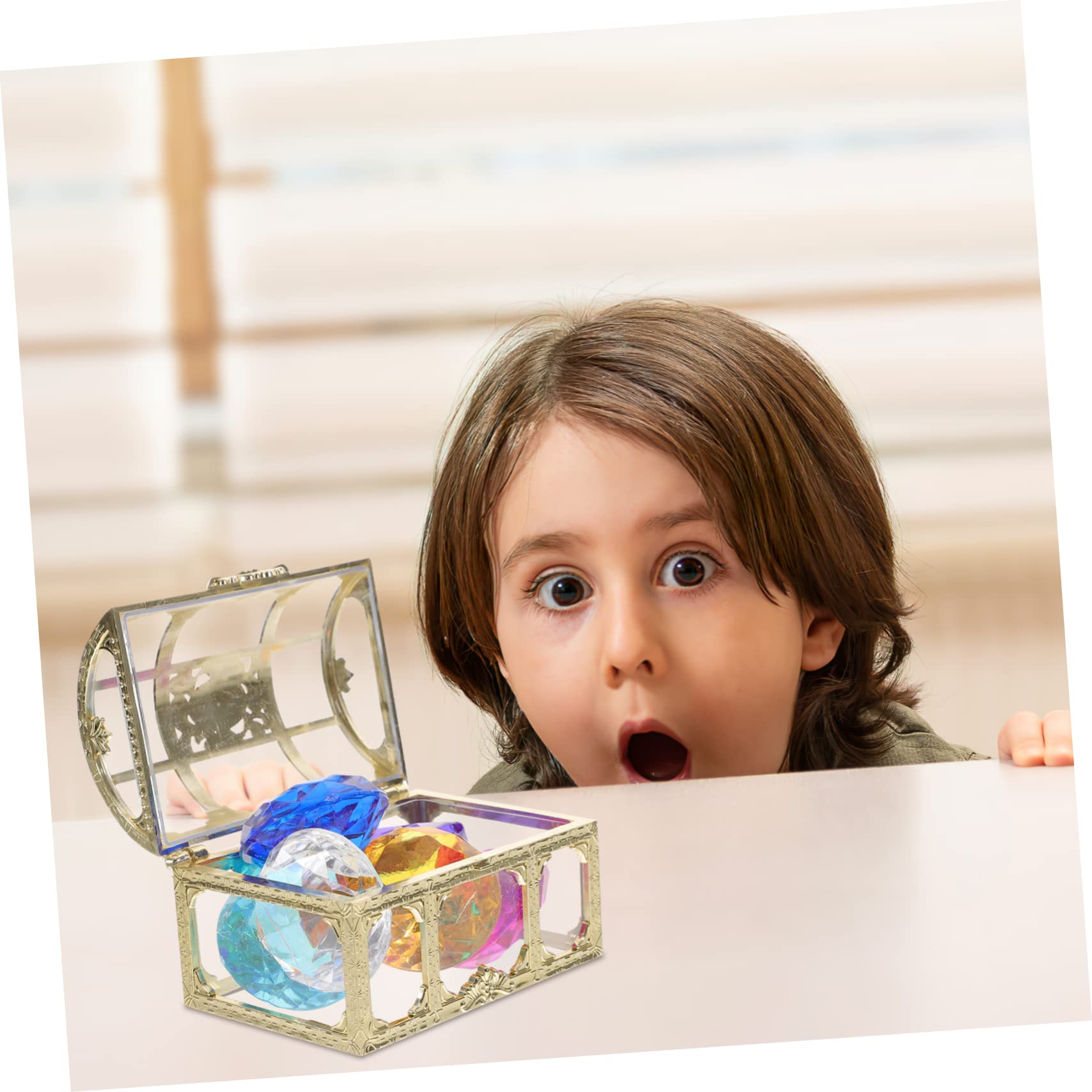 KESYOO 1Set Treasure Pirate Box with Gemstones Summer Swimming Pool Diving Gems for Gems Vintage Treasure Chest for Pool Party Games Birthday Favors