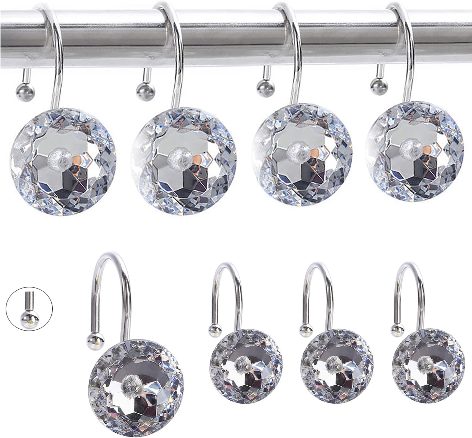 Amazon.com: Bokon 12 Pcs Mirror Disco Balls Party Shower Curtain Hooks ...
