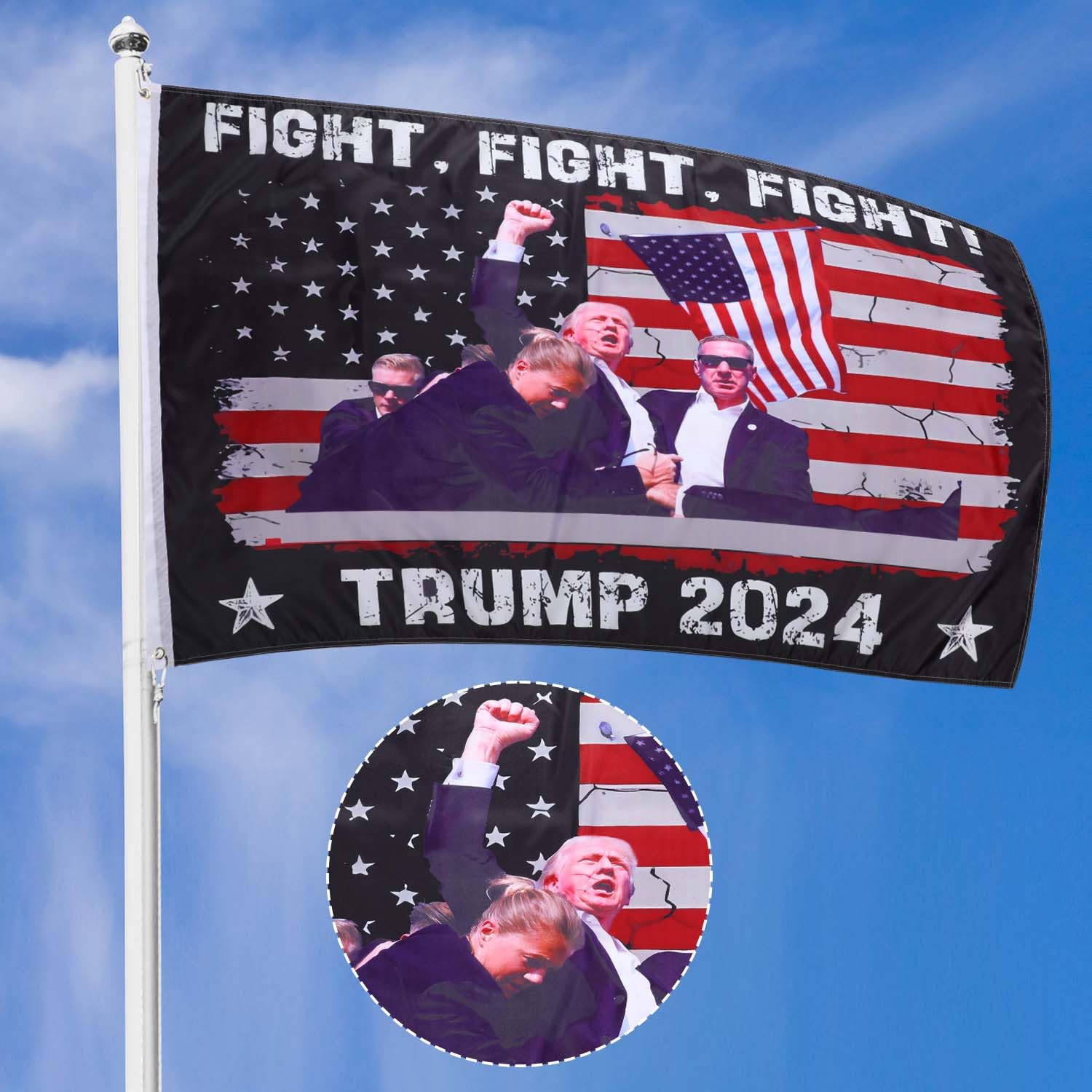Trump 2024 Flagge, 90x152 Cm, Mit Messingösen – Für Garten, Zimmer, Auto, Aus Reißfestem Material (Rot)
