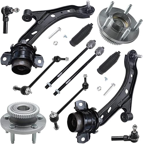 Miniatura 6 de Detroit Axle - Puntales delanteros Amortiguadores traseros Cojinete de cubo de rueda brazos de control inferiores y varillas de acoplamiento