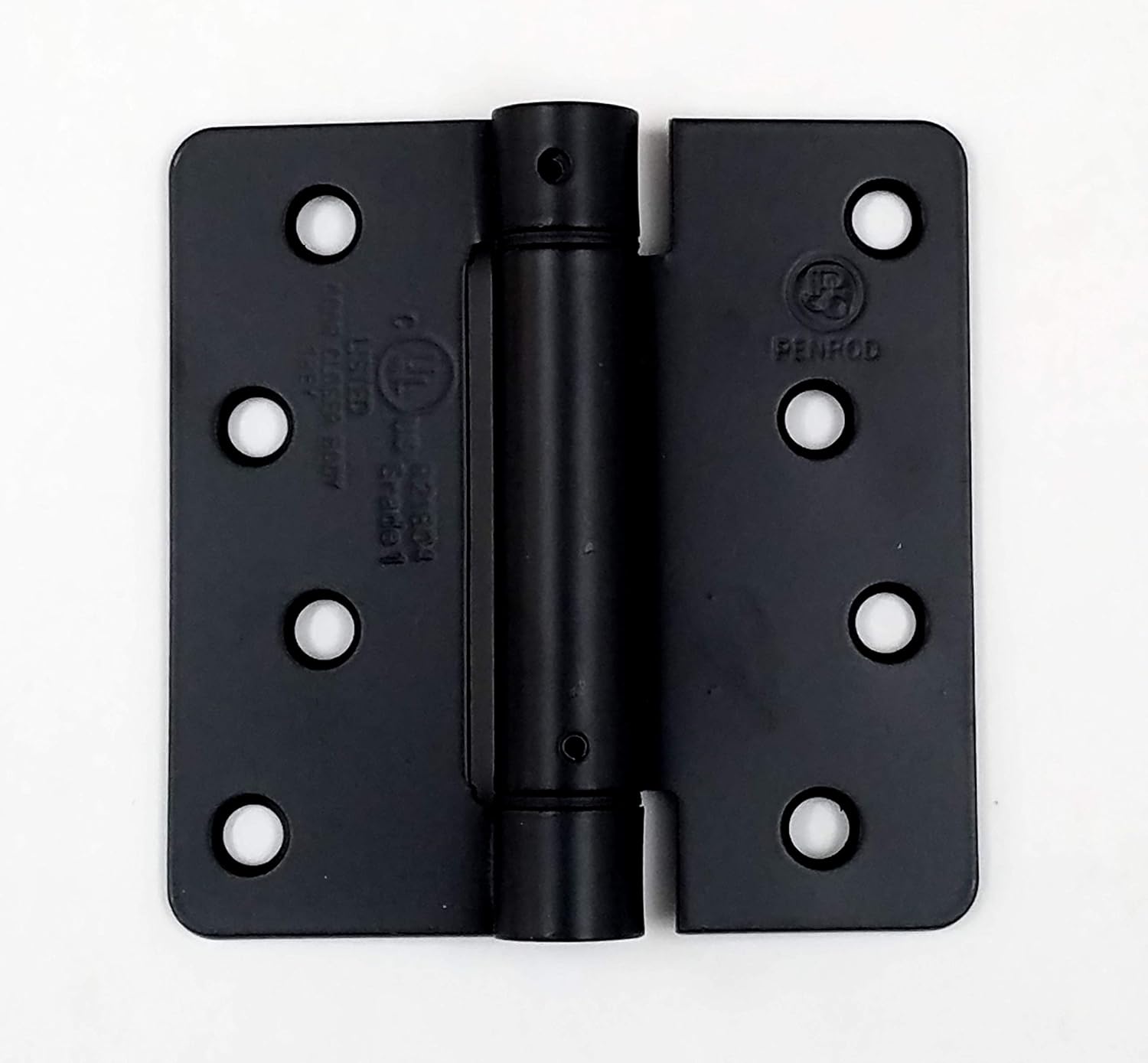 Spring Hinges, 4 Inch with 1/4 Inch, Self Closing Adjustable, Flat Black, 2 Pack
