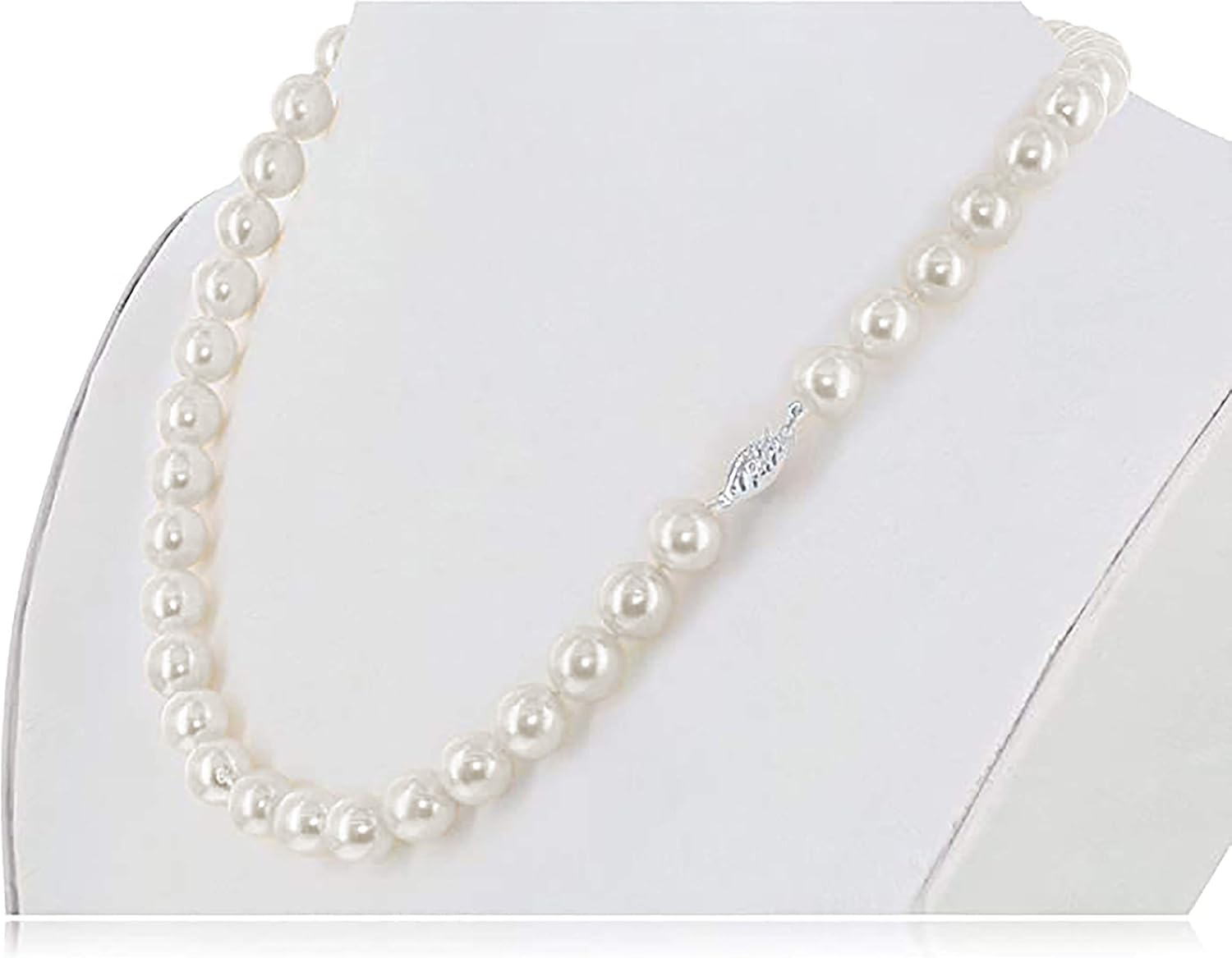 .925 Sterling Silver AAA White Freshwater Cultured Pearl Silk-Knotted 18" Princess-Length Strand Necklace - Choice of Pearl Size (7.0-7.5mm)