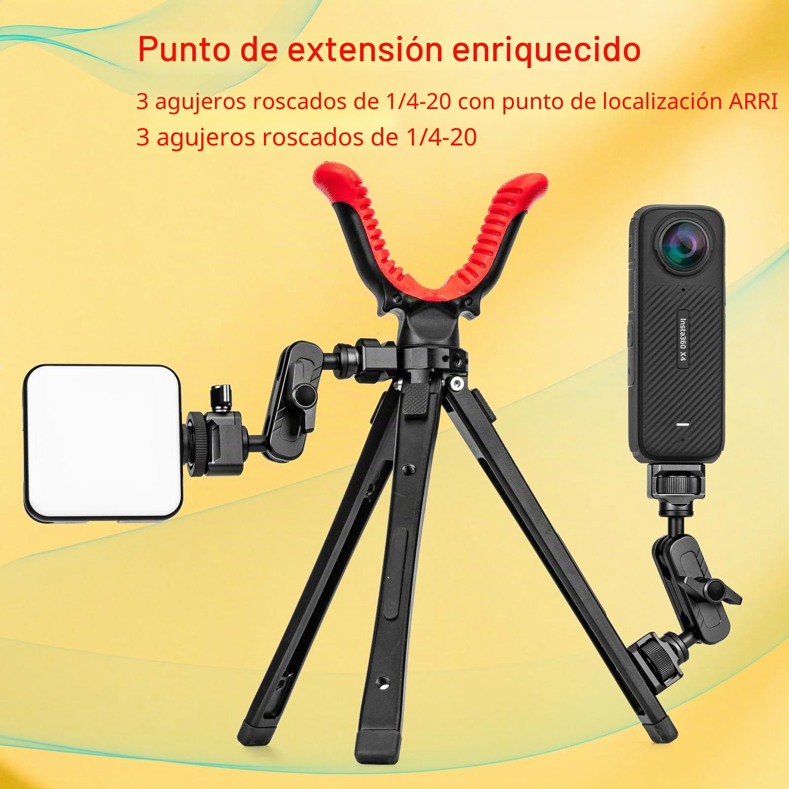 Zeadio Soporte de trípode de aleación de aluminio, altura ajustable, soporte portátil con rotación de 360 grados en V para actividades al aire libre, T29