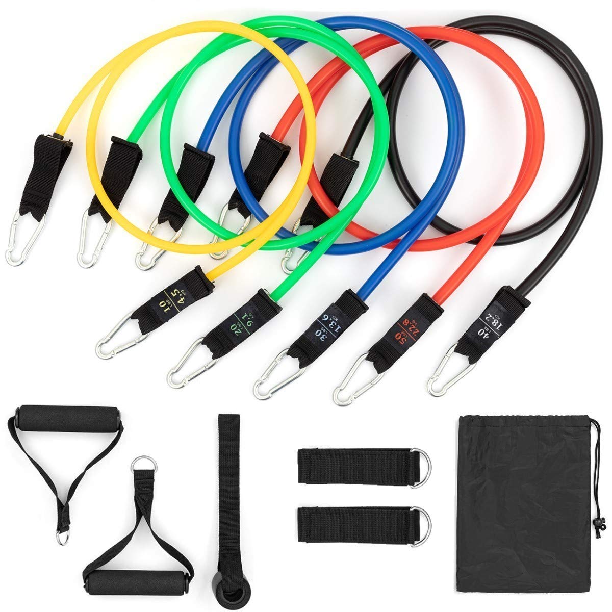 LeyicResistance Bands Set for Men/Women (11Pcs), Exercise Bands Stackable up to 150lbs with Door Anchor, Handles, Legs Ankle Straps, Carry Bag for Resistance Training, Physical Therapy, Home Workouts