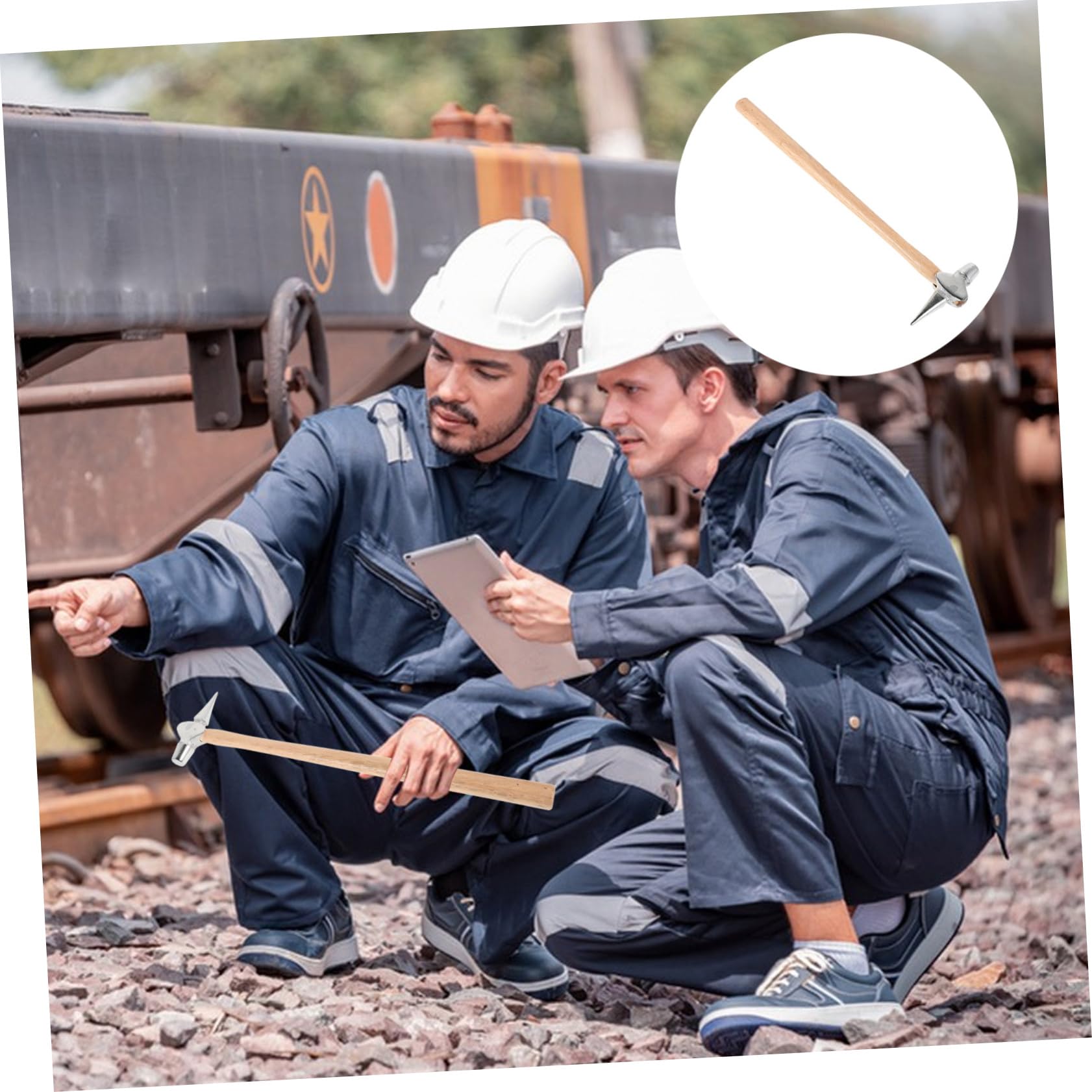 Zerodeko Martello per Ispezione Ferroviaria e Navale Piccolo, Portatile e Leggero, Punta Affilata e Manico Ergonomico in Legno e Acciaio, Utensile Multifunzionale per Saldatura