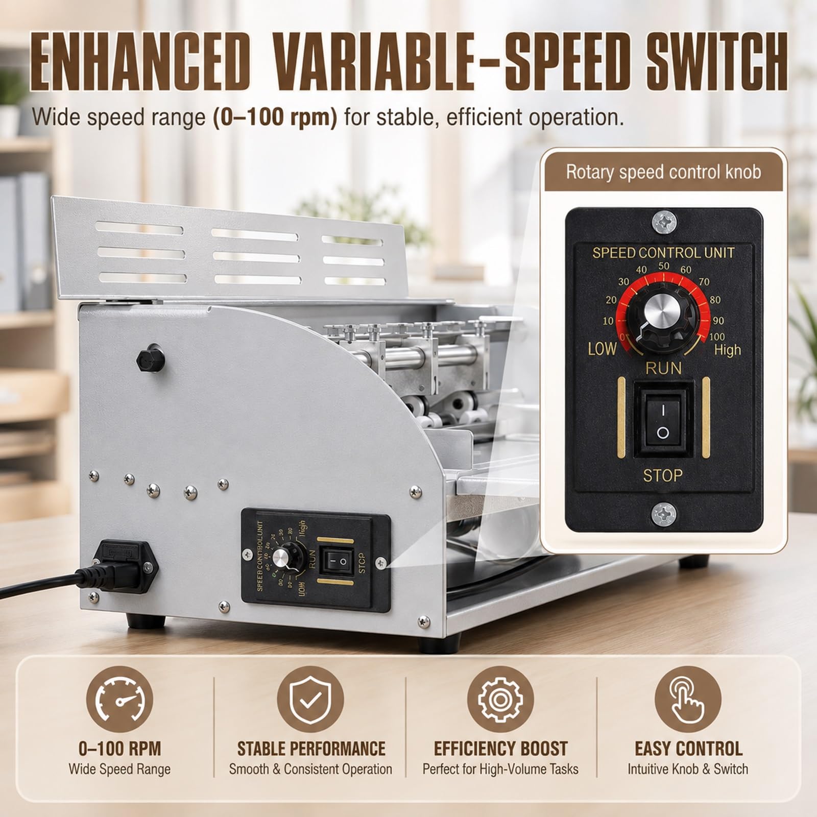 Macchina Piegatrice Elettrica da 460mm con Perforatore e Taglierina Carta | Velocità Regolabile 0-100 Giri/Min per Cartoncino Pesante 60-500gsm Foto e Menu con Righello di Precisione
