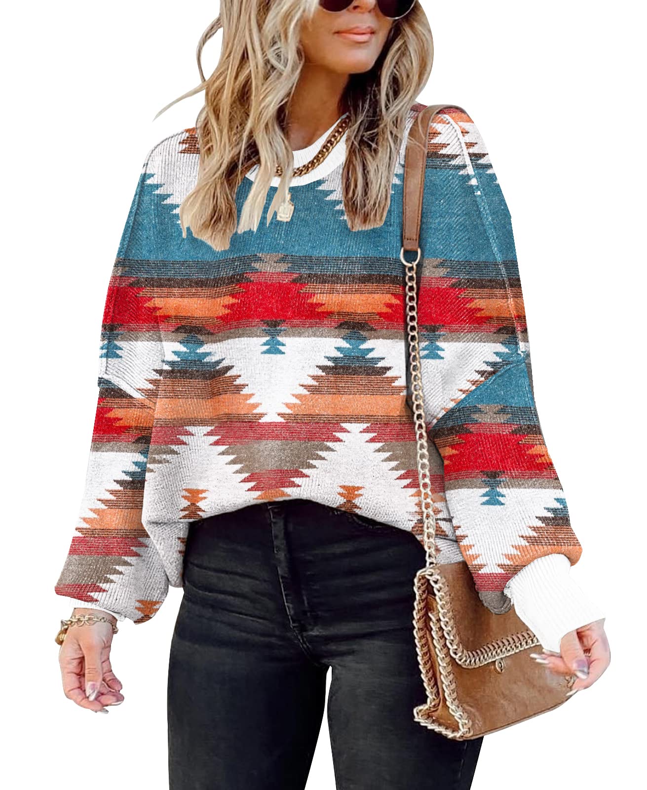 Womens Oversized Sweaters Fall 2026 Fashion Clothes Colorblock Knit Tops