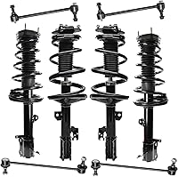 Vista 300 de Detroit Axle - Kit de puntales delanteros para Ford 2000-2004 Focus 2 puntales con muelle helicoidal 2 brazos de control inferiores con rótulas 2001