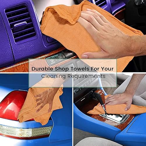 Miniatura 4 de Cotton Shop Towels Orange - Paquete de 150 paños de limpieza de 14 x 14 pulgadas, trapos absorbentes y toallas de limpieza multiusos para