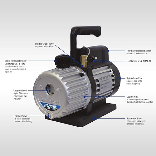 Miniatura 2 de MASTERCOOL Bomba de vacío de una sola etapa de 3 CFM 90062-B