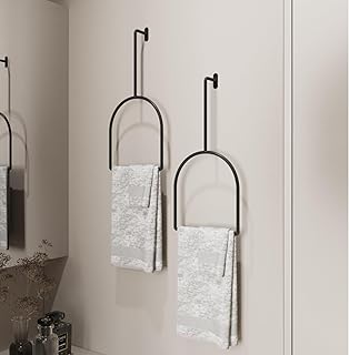 2- Pcs Unique Vertical Towel Rack Wall Mounted for Bathroom, Metal Semi-...