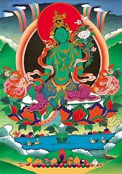 チベット　グリーンターラ菩薩　タンカ 仏画（タンカ）販売｜大阪の仏画通販 多羅堂