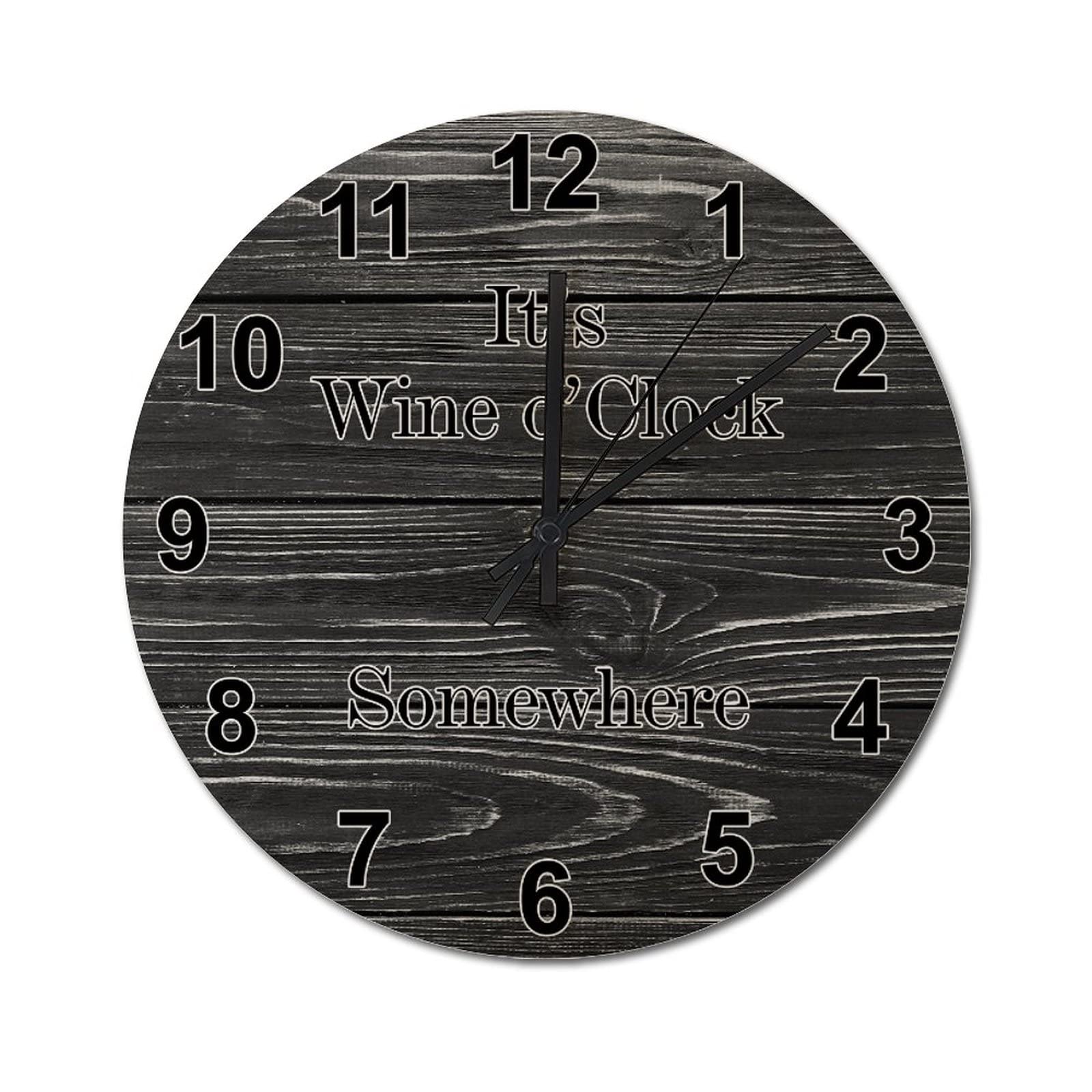 Horloge murale It's Wine O'Clock Somewhere en bois pour cuisine