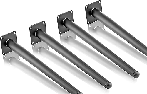 Miniatura 5 de Seimneire 4 patas de muebles de 16 pulgadas, patas de metal cónicas oblicuas, color negro mate, patas de muebles de estilo de mediados de siglo para
