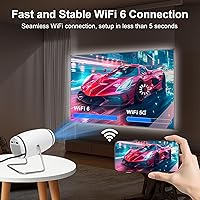 Vista 2 de Mini Projector with WiFi and Bluetooth, 4K 1080P Support Portable Projector Auto Keystone, 130'' Screen Movie Projector for Home Theater 180