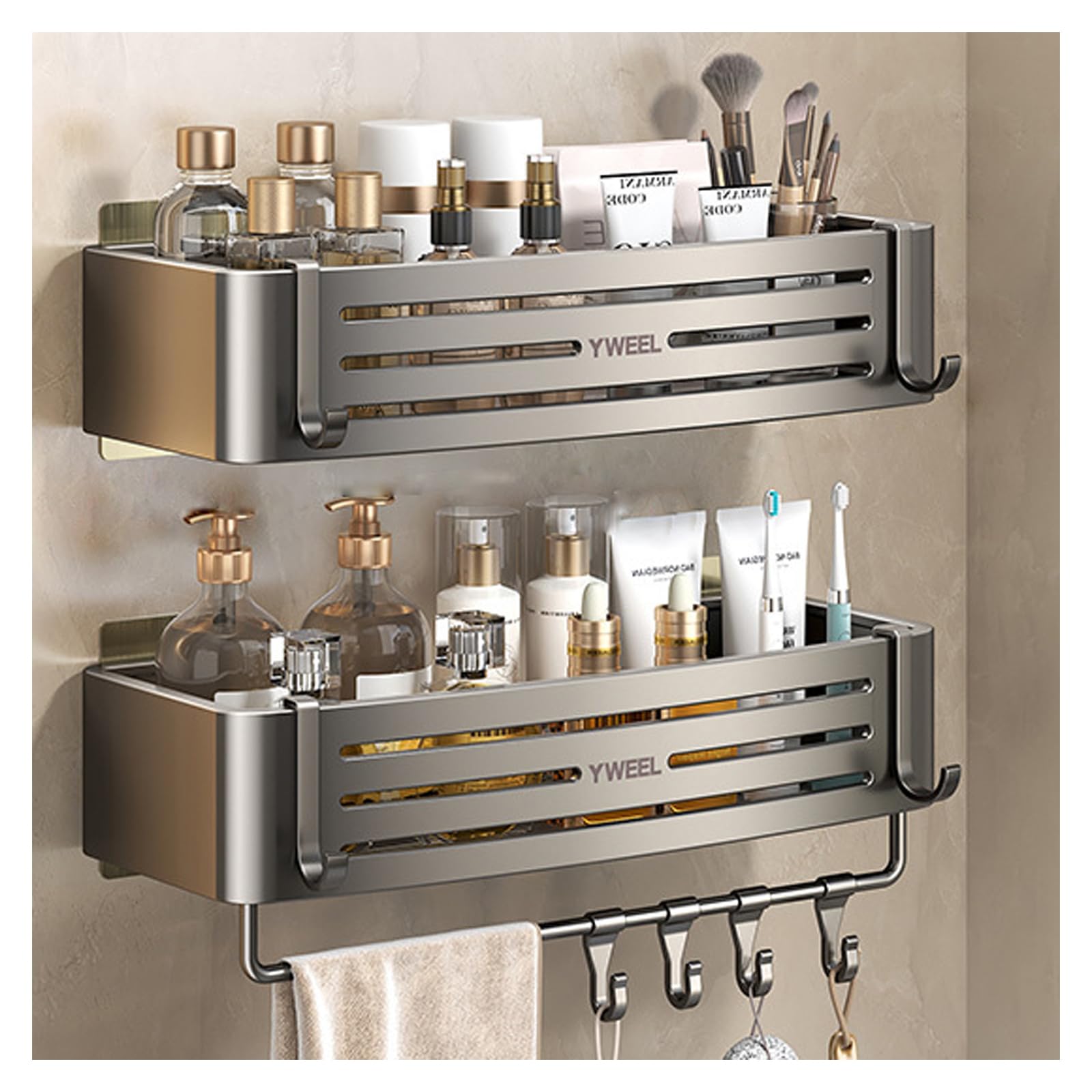 Duschzubehör Badezimmer Ablage Ohne Bohren Duschkorb Zum Hängen Ablage Dusche Bathroom Storage & Organisation Duschablage Zum Kleben Dusche Zubehör,2,Grau
