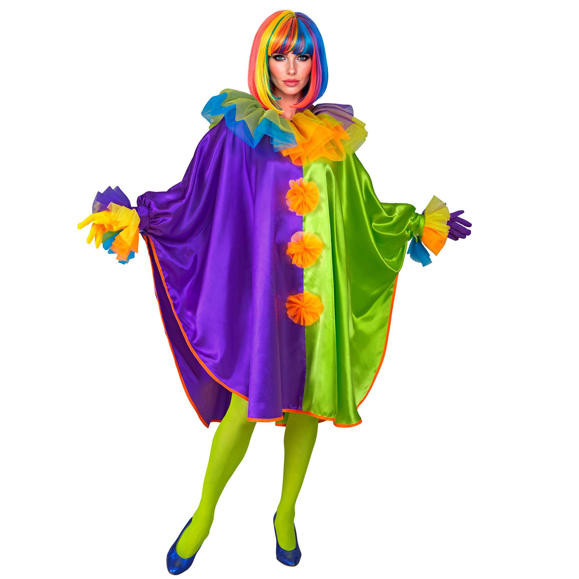 W WIDMANN MILANO Party Fashion Colorful Poncho, Clown Costume, Colourful Fancy Dress for Carnival, Halloween and Party