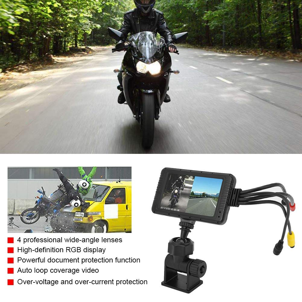 Motorcycle Dash Cam Camera,1080P HD 3inch Universal Motorcycle Double Lens Driving Recorder Traffic Monitor
