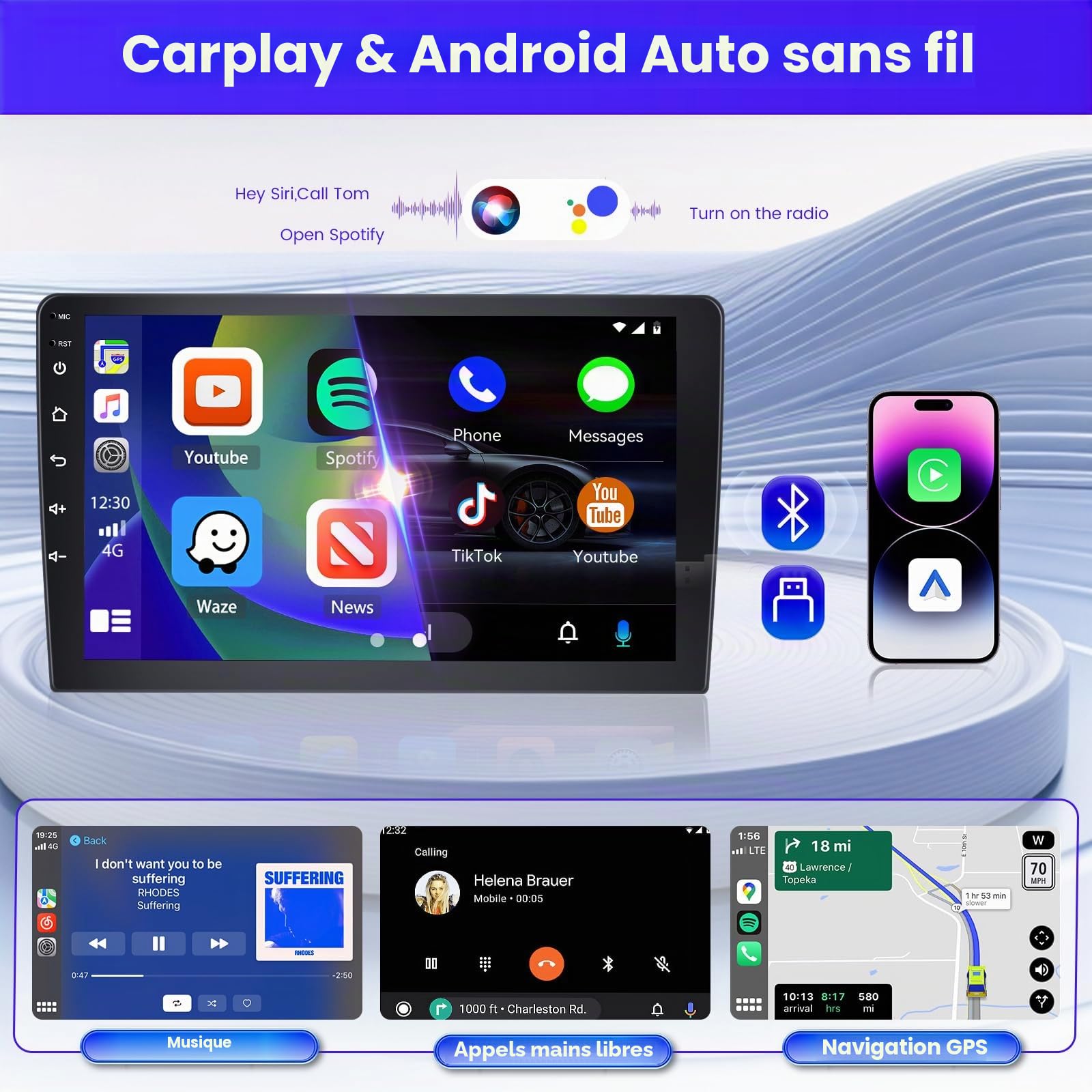 Inefala 2G+64G 9'' Android 15 Radio pour Peugeot 607 2004-2010