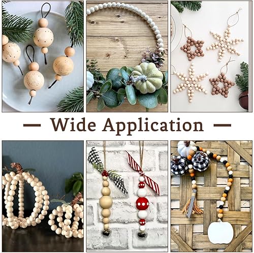 Miniatura 6 de 50 cuentas sueltas redondas de madera natural, estilo europeo, cuentas espaciadoras sin terminar, cuentas de agujero grande, cuentas de bolas de