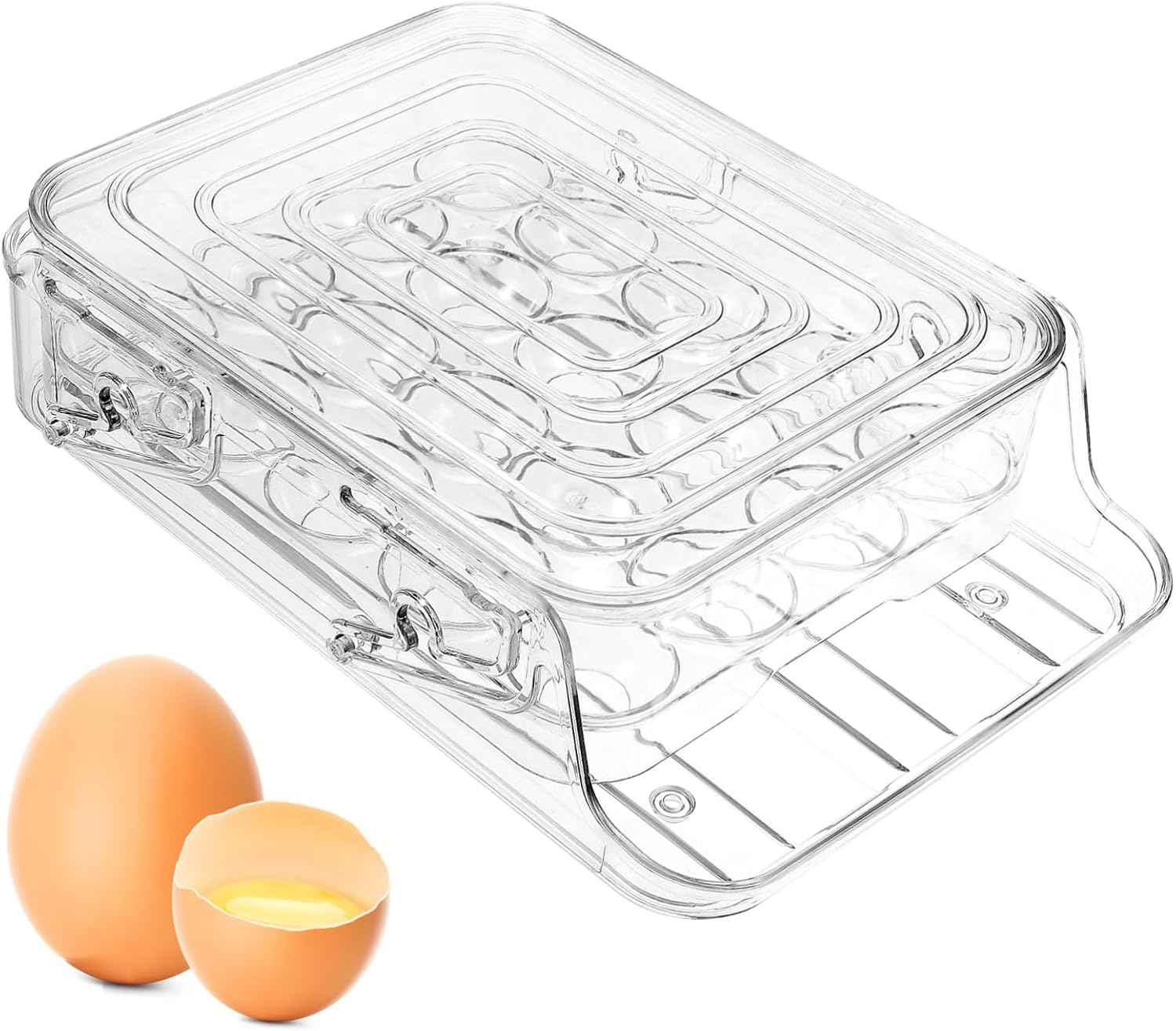 Rolling Egg Storage Box 2-layer Pet Material Egg Organizer Rolling Lid