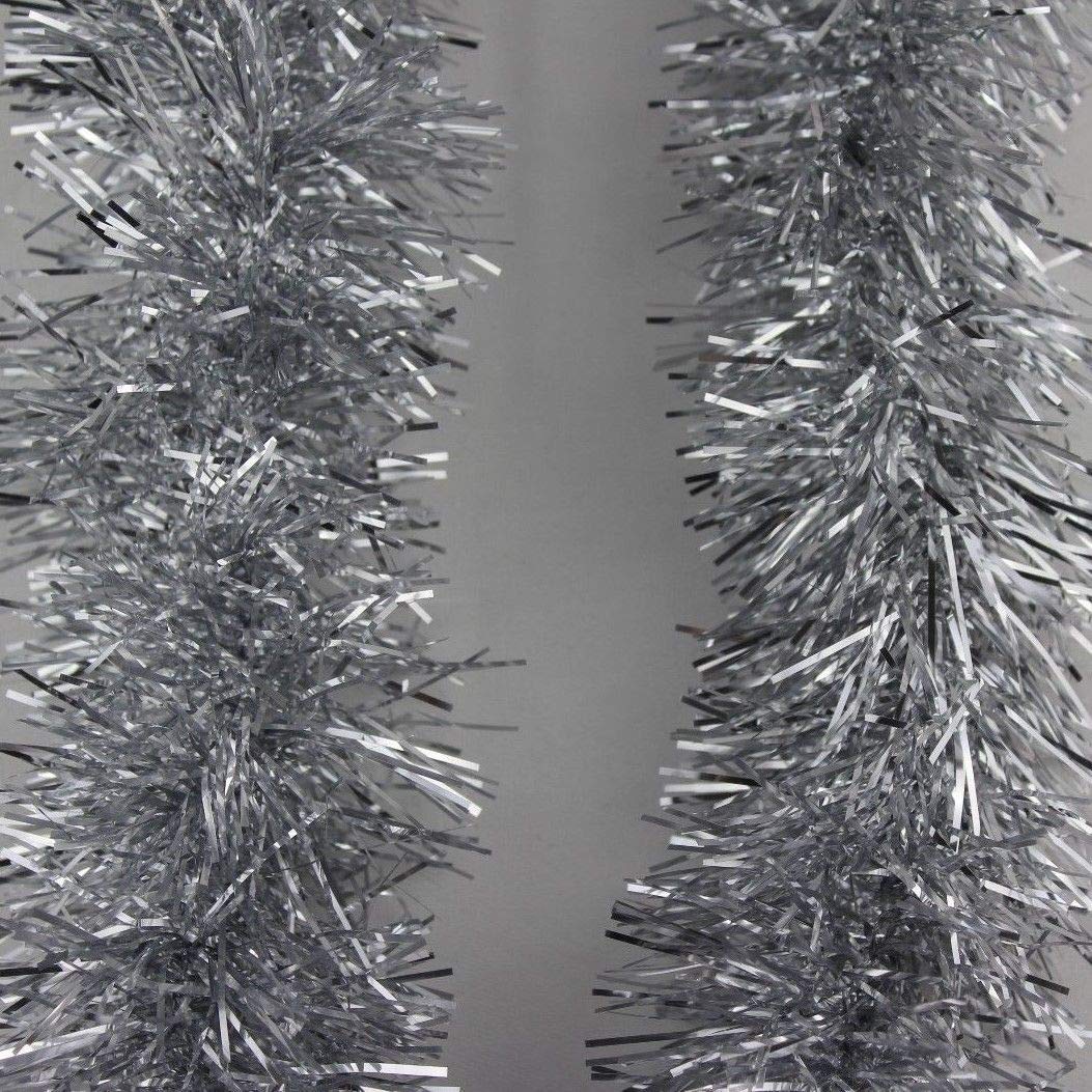 EliteKoopers 2M Silver Chunky Shiny Glitter Christmas Tree Garland for Birthday Party Wedding Decoration (5 Pcs)