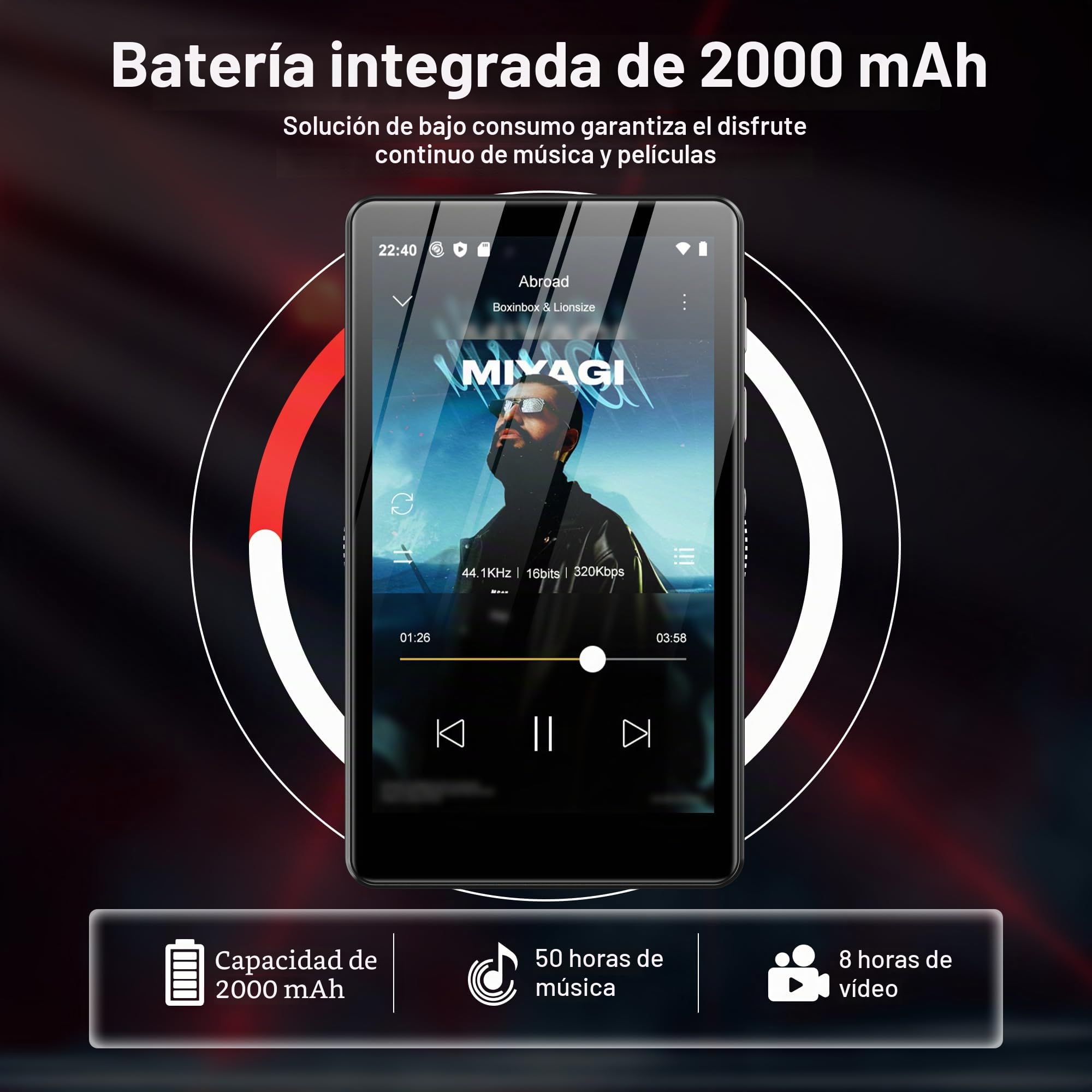 Reproductor MP3 SWOFY con Bluetooth y WiFi, pantalla táctil de 4,0 pulgadas, reproductor MP3 y MP4 Android con Spotify, Pandora, Amazon Music, Libby, Audible, navegador, ampliable hasta 1TB (Negro)