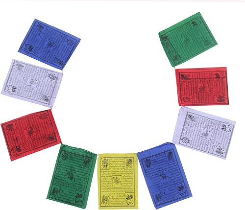 Miniatura 6 de DharmaObjects Banderas tibetanas de oración para interiores y exteriores, banderas de oración con caballo de viento, paquete de 25 banderas (Multi