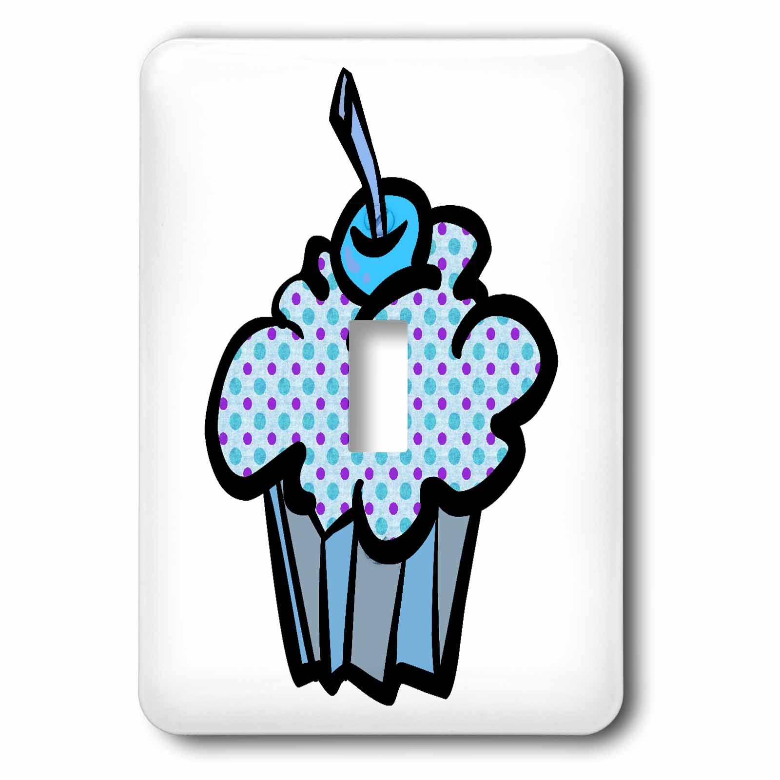 Bouton à bascule 2,5 cm motif cupcake bleu violet interrupteur mural